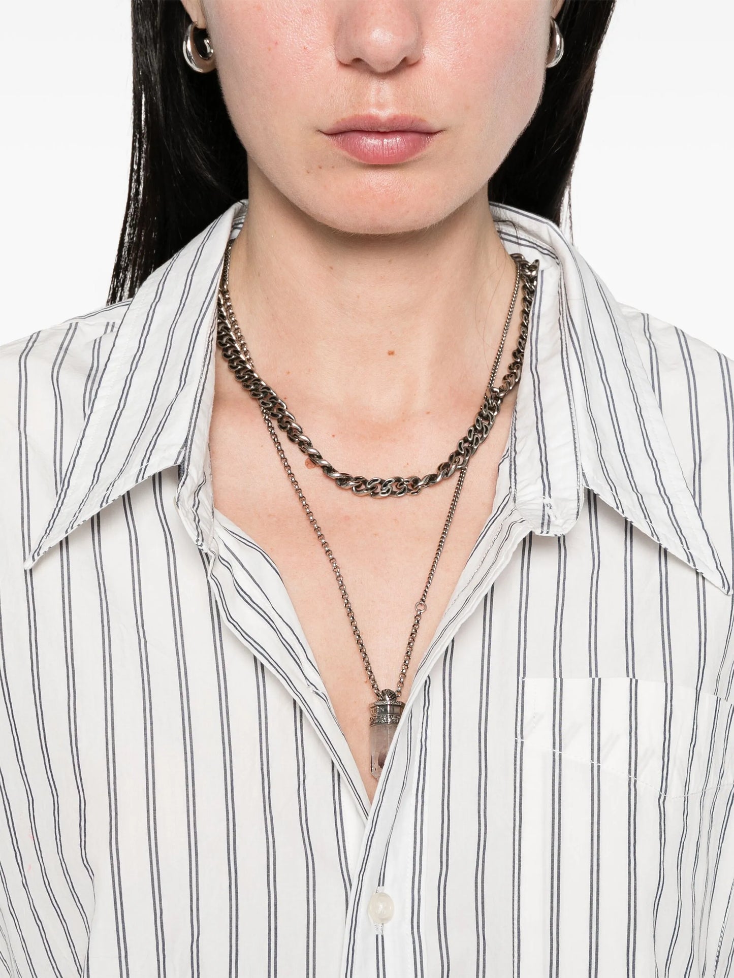 paint-splatter striped shirt