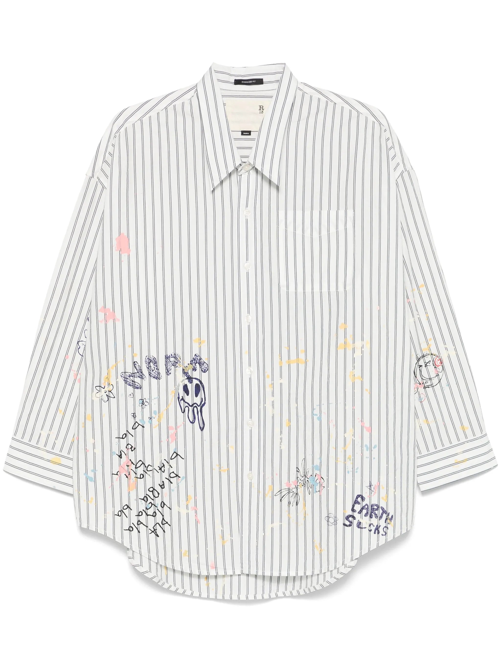 paint-splatter striped shirt
