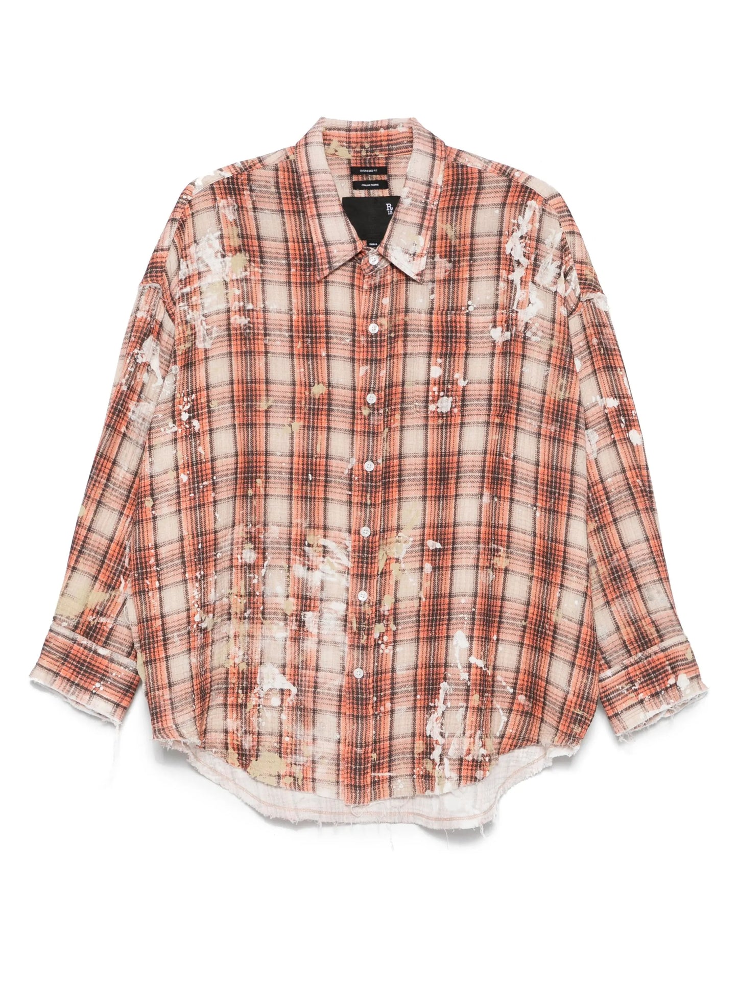 shredded-seam drop-neck shirt