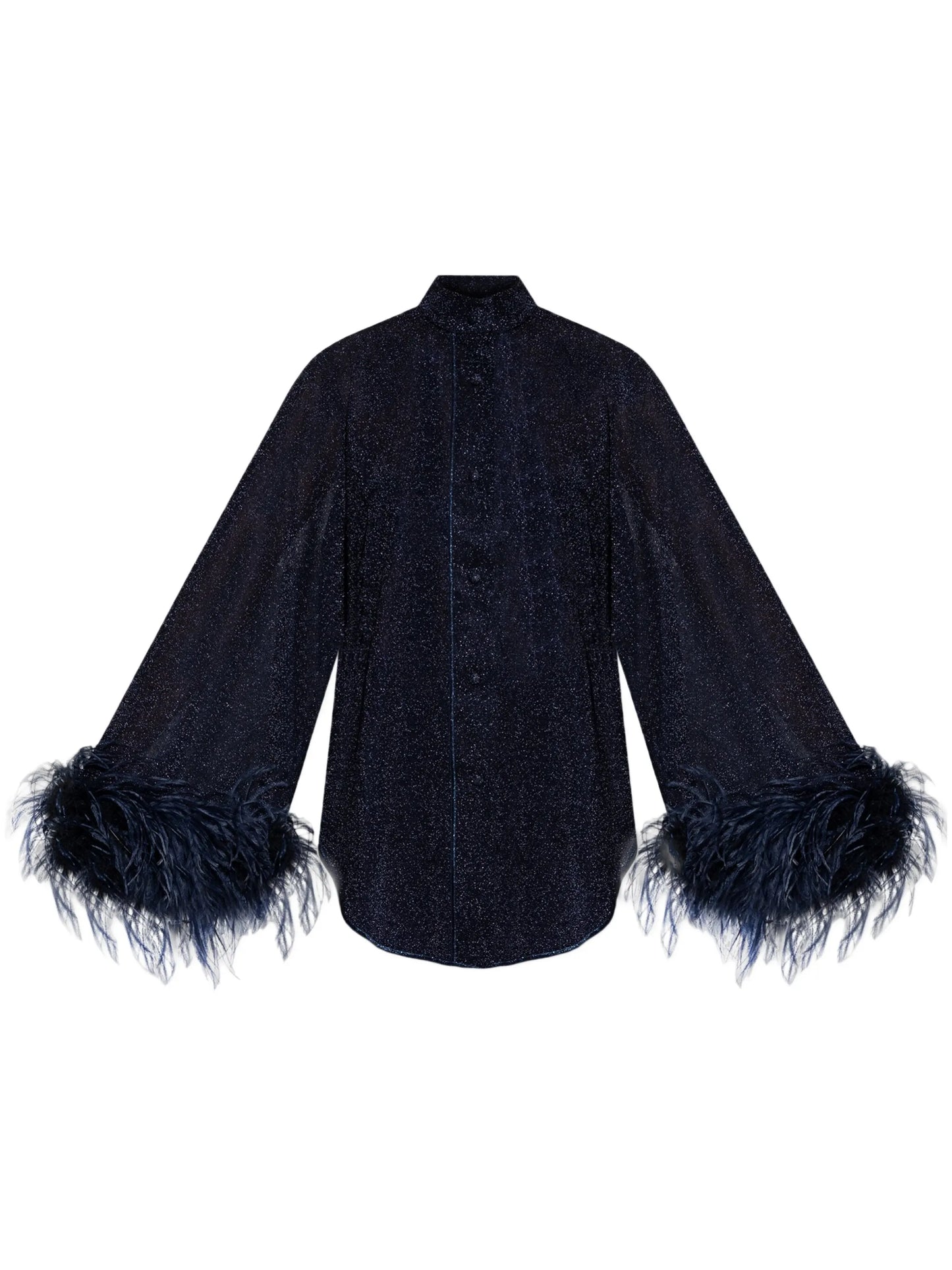 feather-embellished blouse