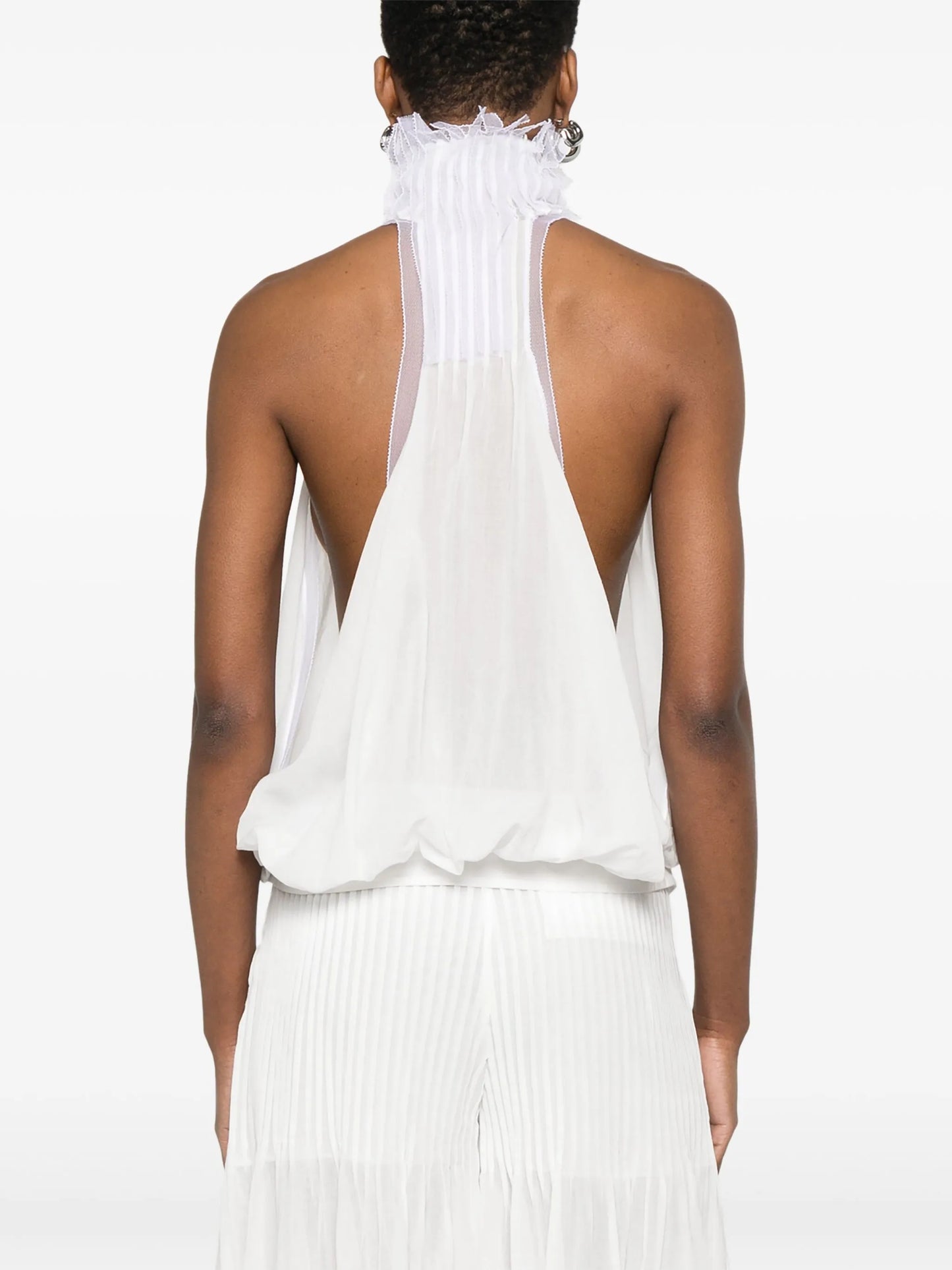 pintuck-detail halterneck top