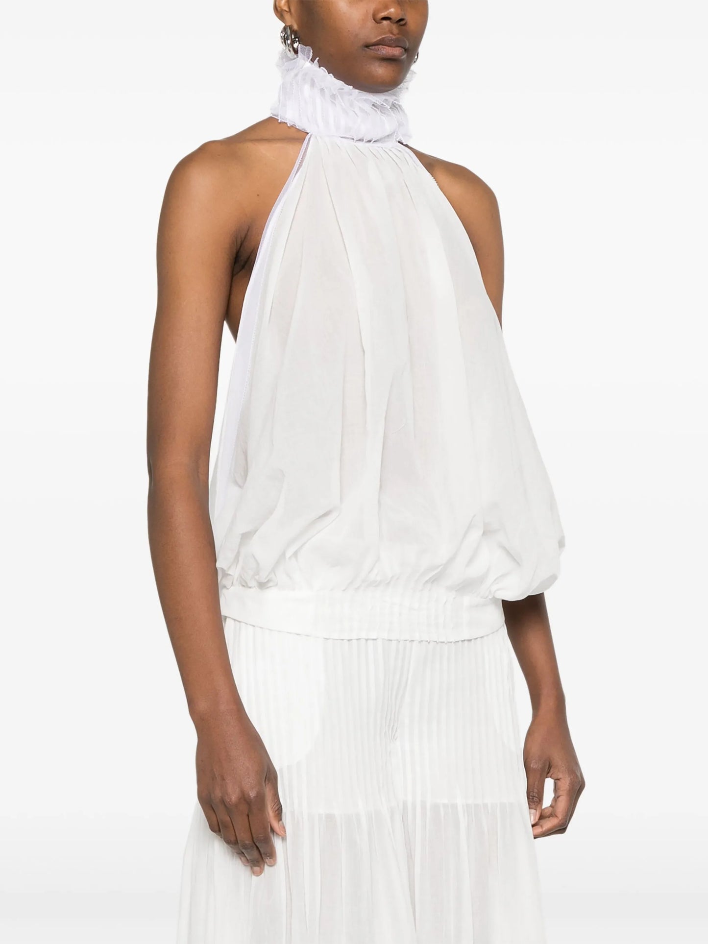 pintuck-detail halterneck top