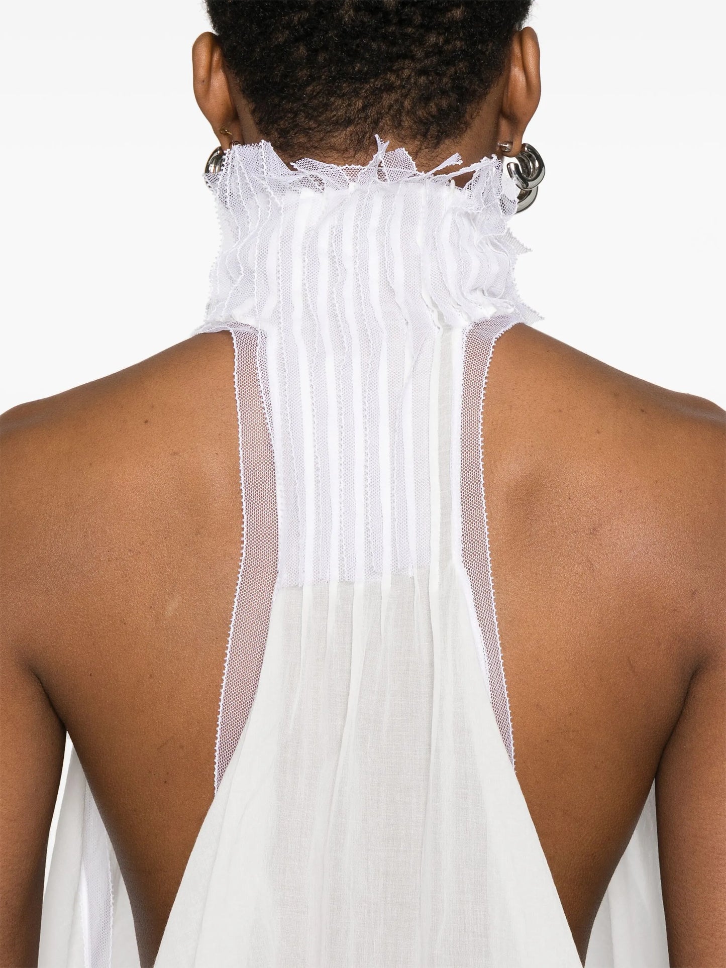 pintuck-detail halterneck top