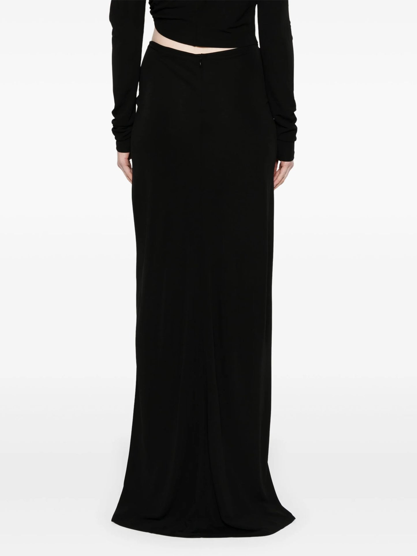 bezel-quartz ruched maxi skirt