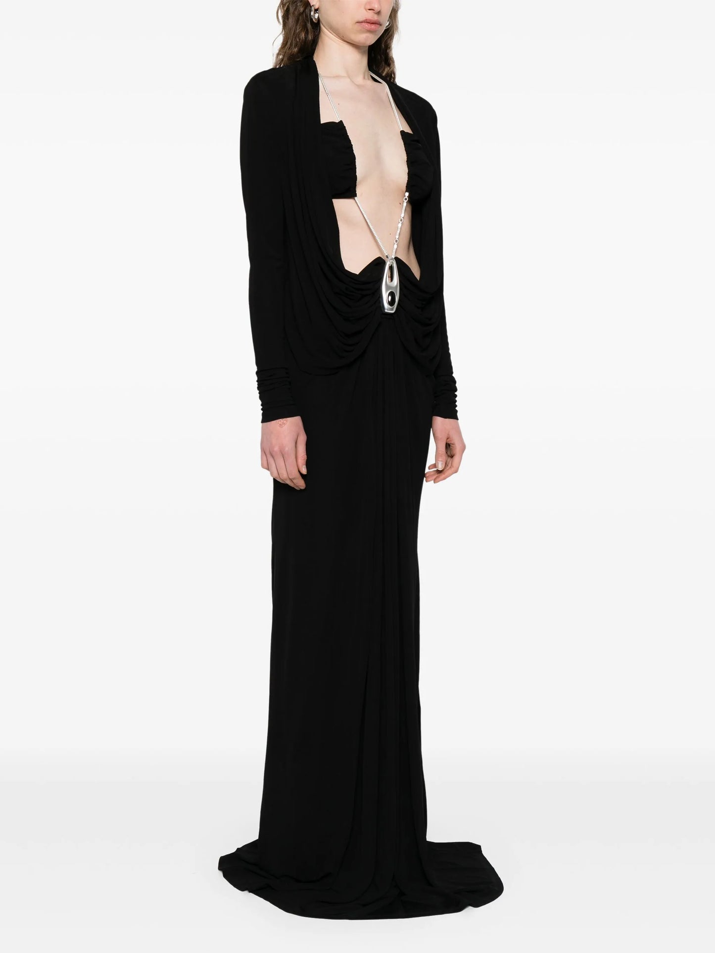 draped jersey maxi dress
