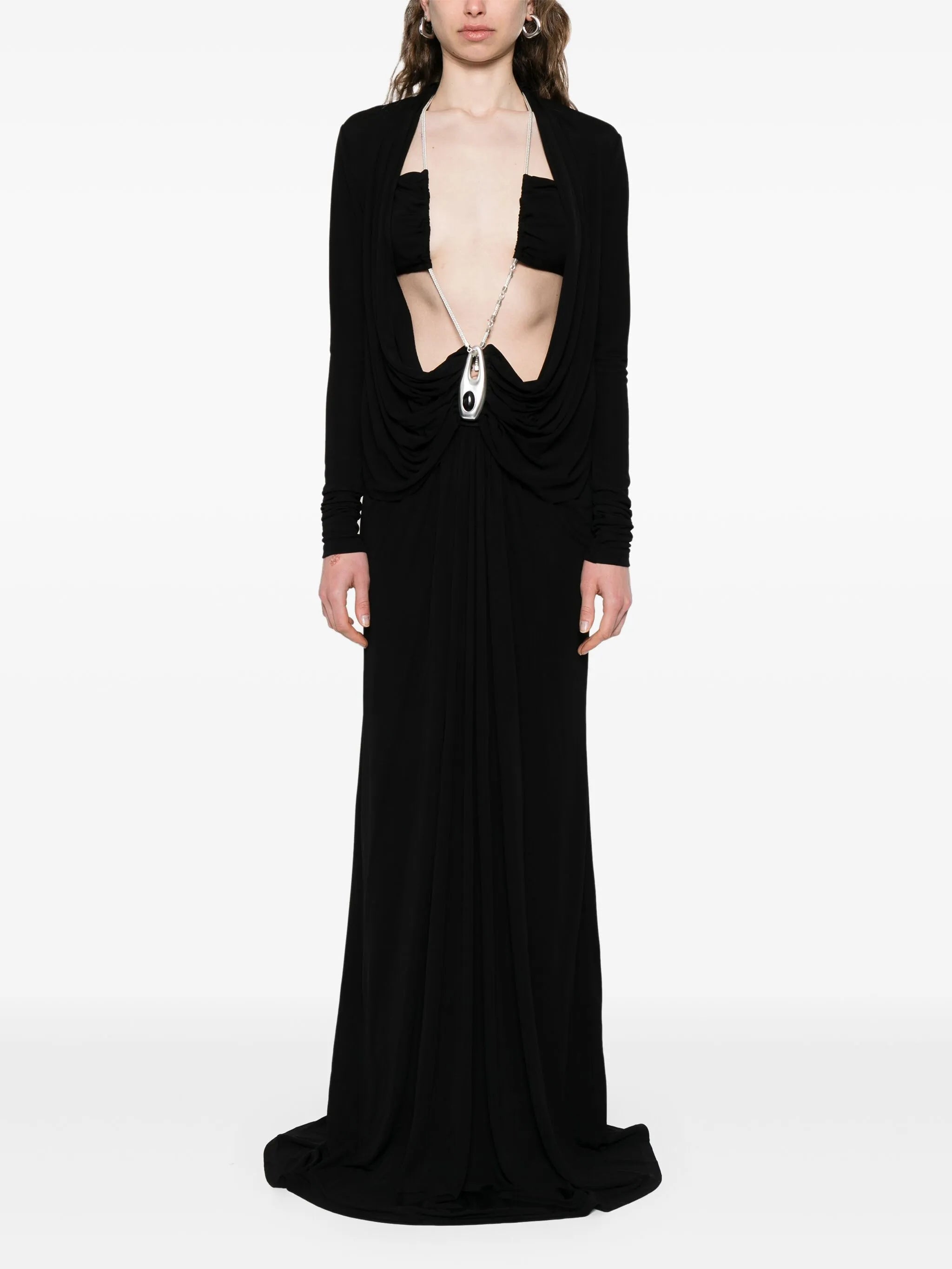 draped jersey maxi dress