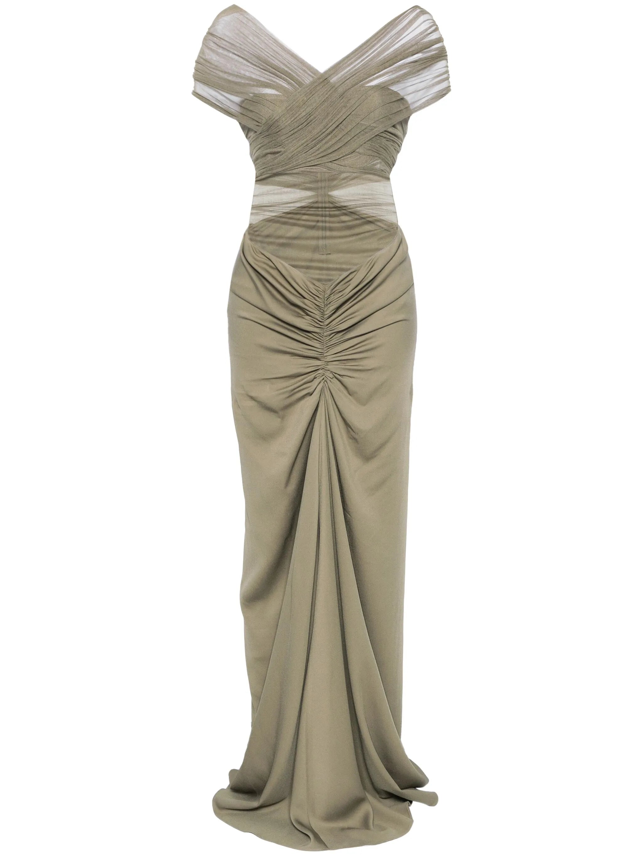 crossed tulle maxi dress