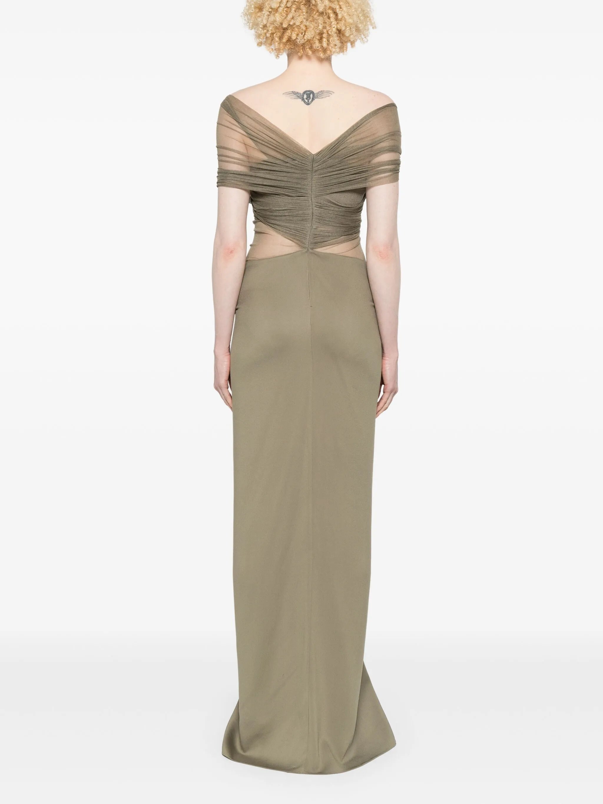 crossed tulle maxi dress