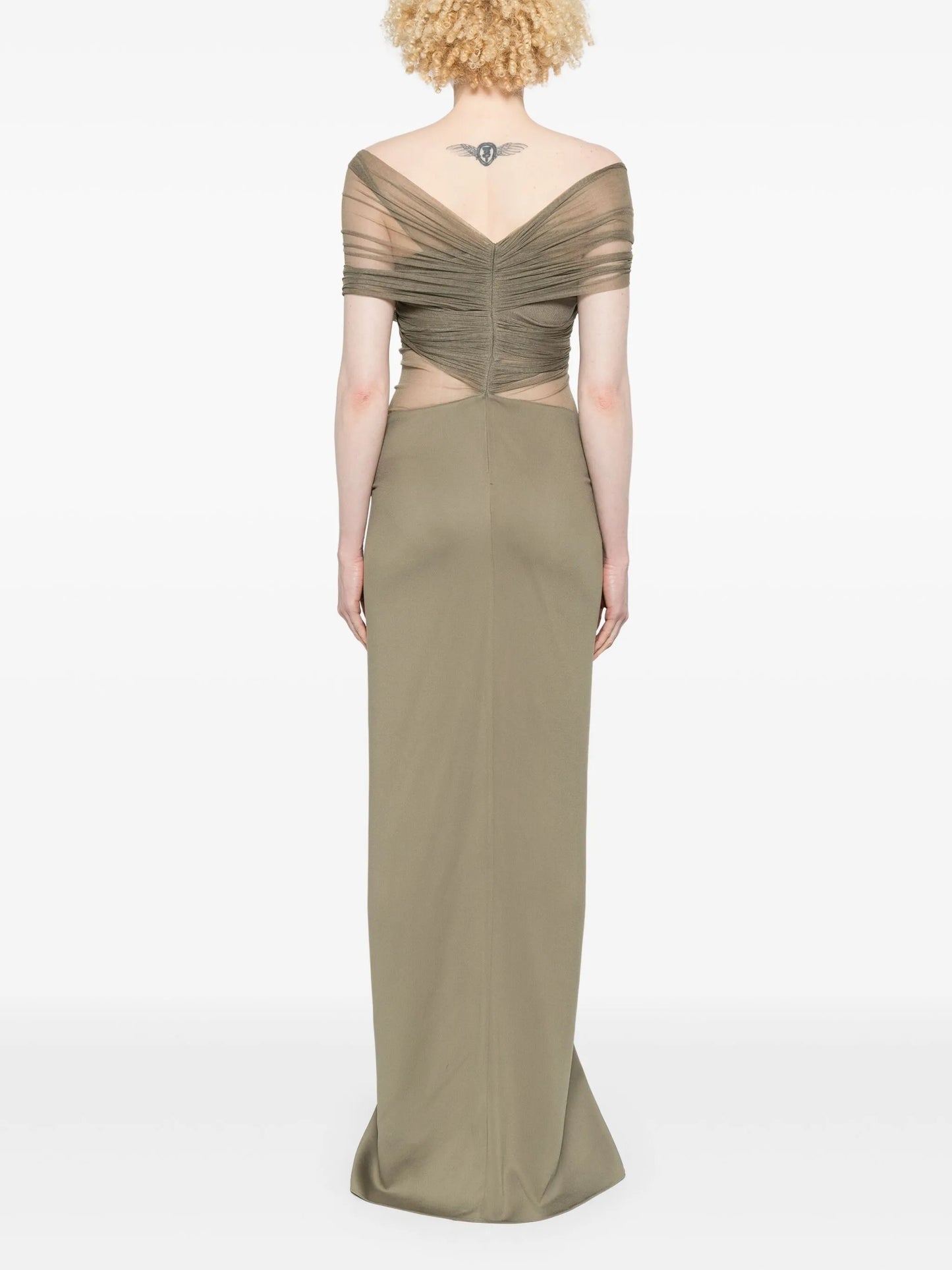 crossed tulle maxi dress
