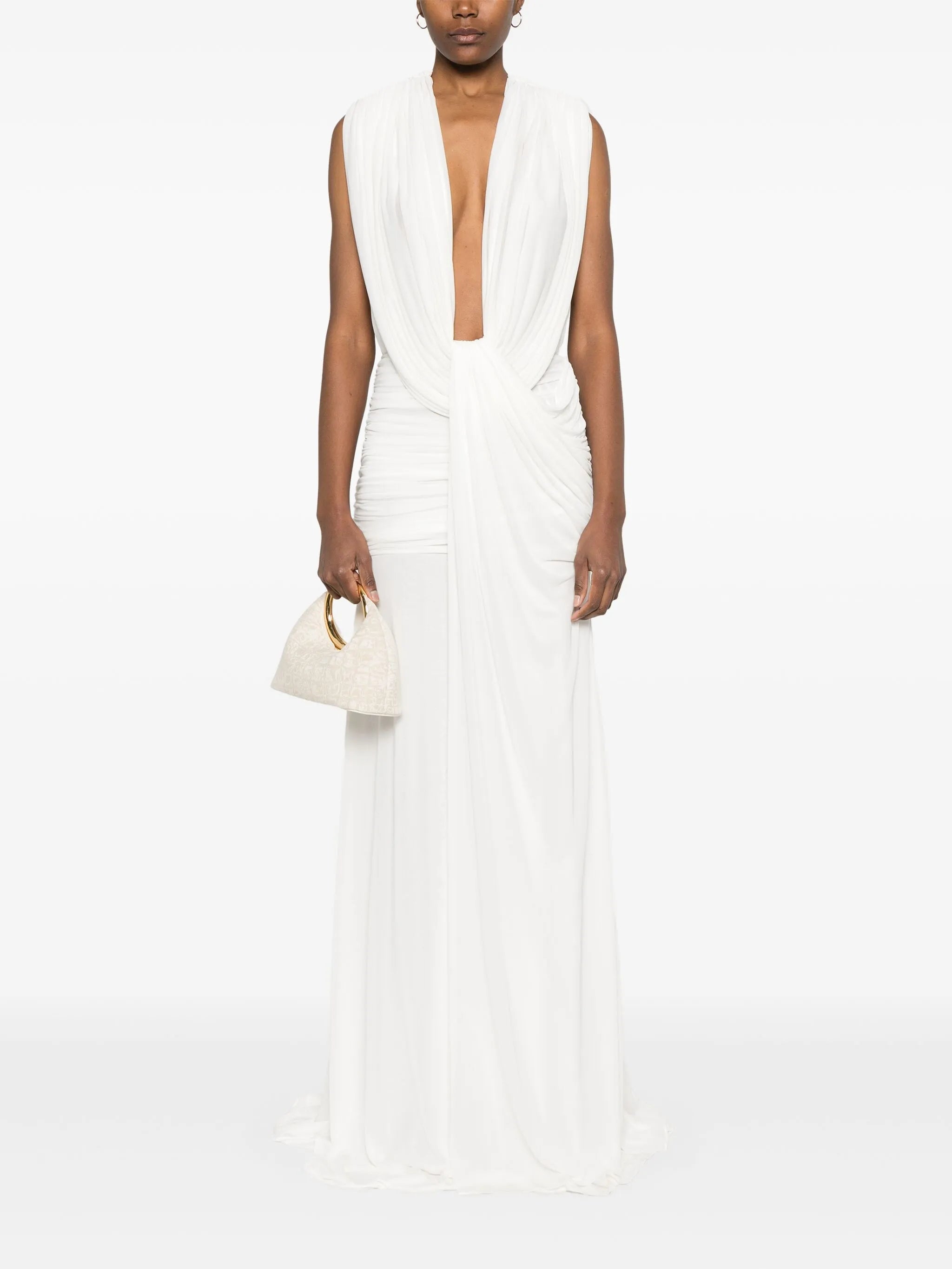 ripple draped maxi dress