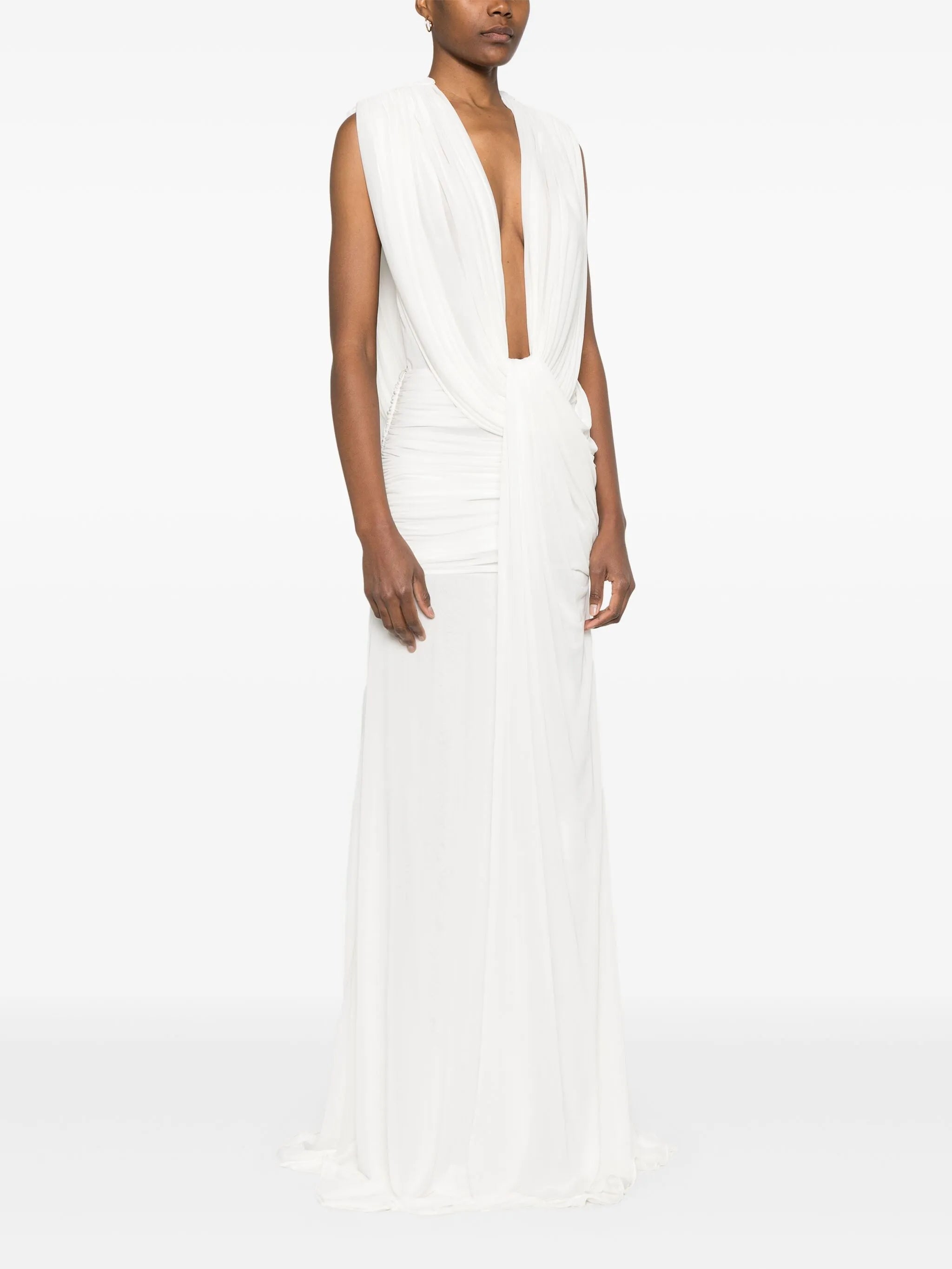 ripple draped maxi dress