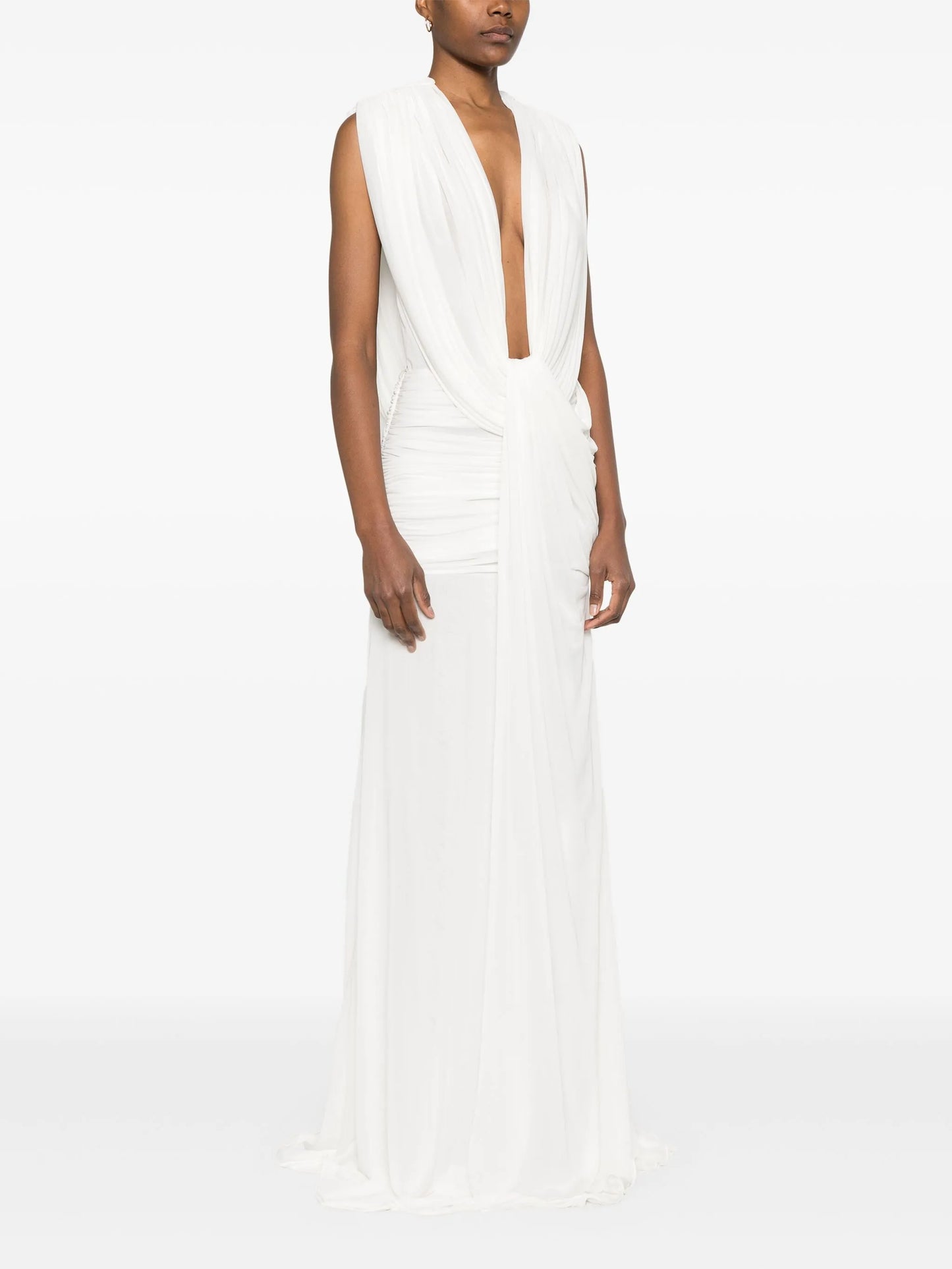 ripple draped maxi dress