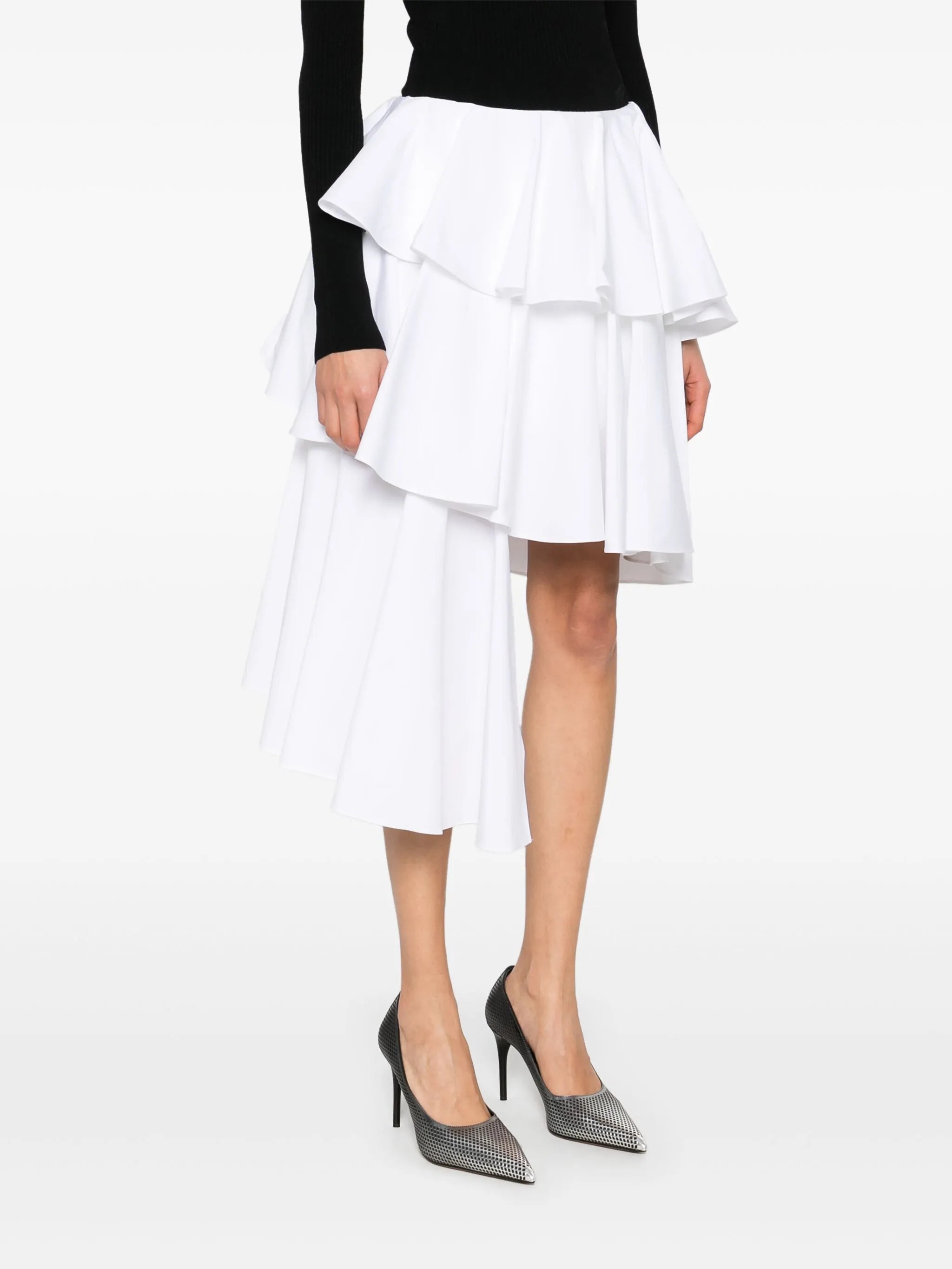 tiered assymetric mini skirt