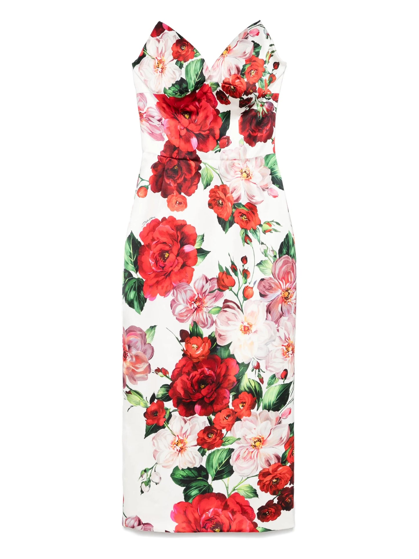 rose-print midi dress