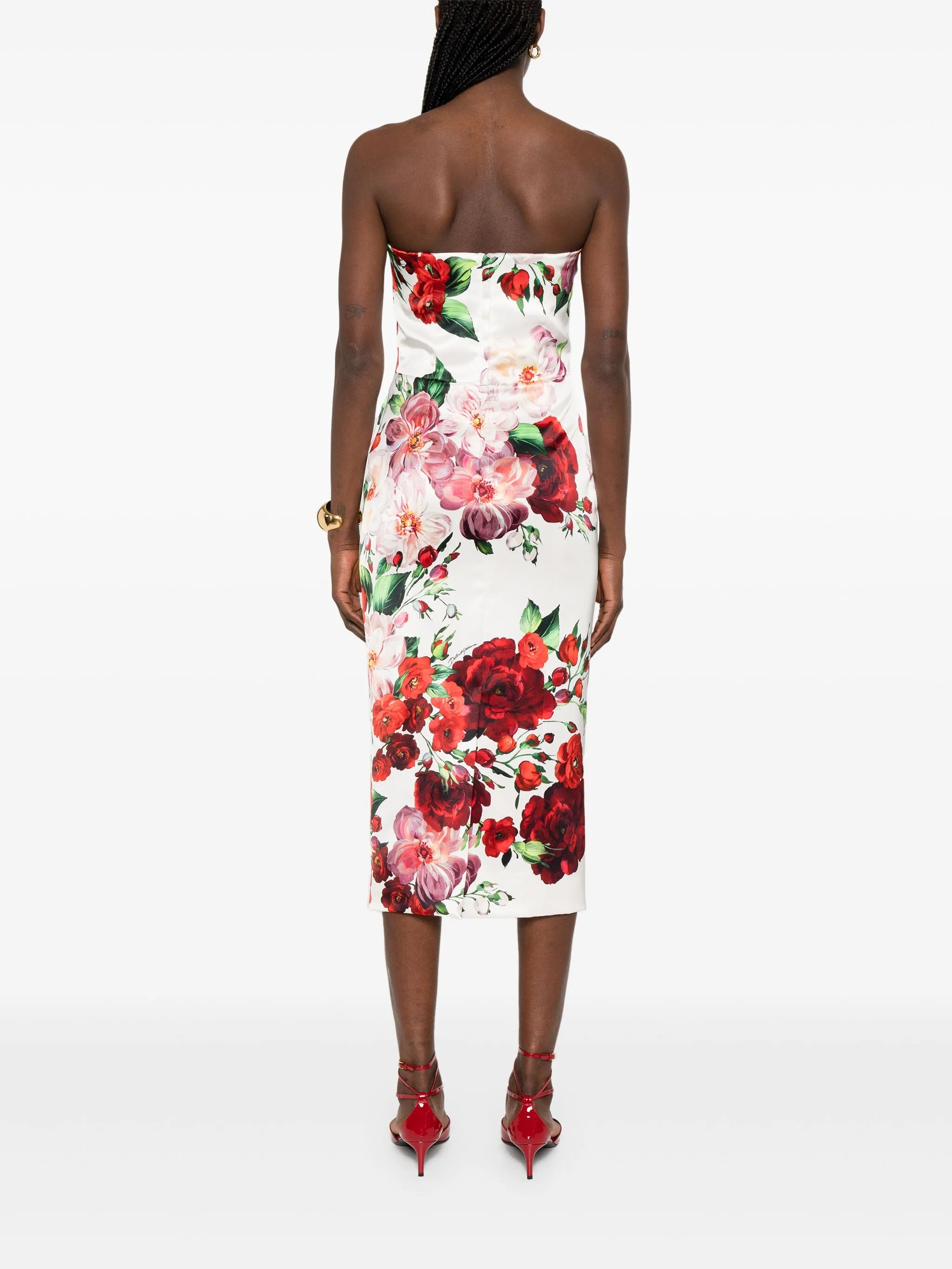 rose-print midi dress