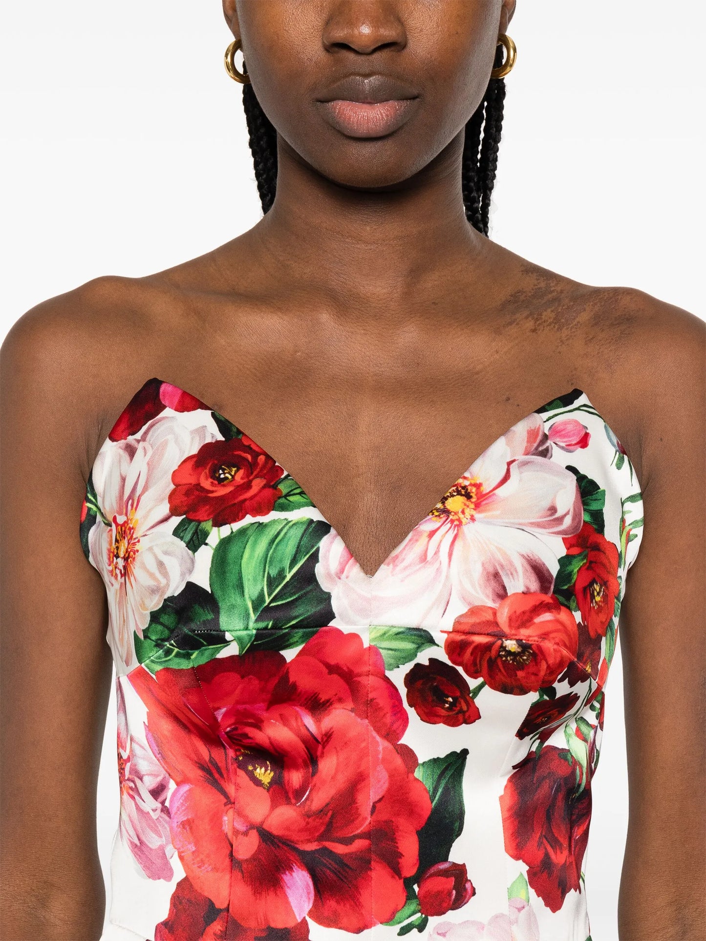 rose-print midi dress