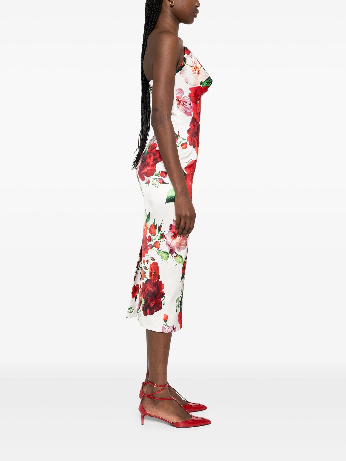 rose-print midi dress