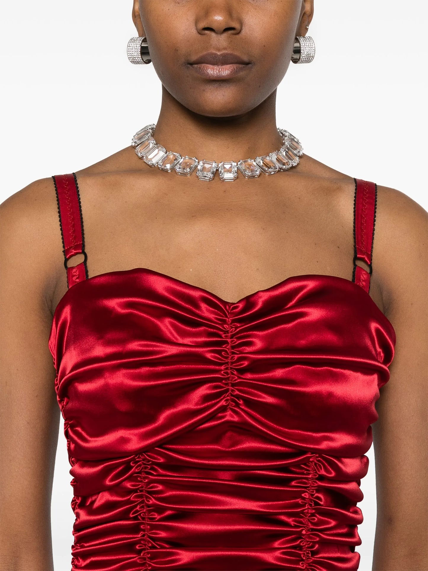 draped satin minidress