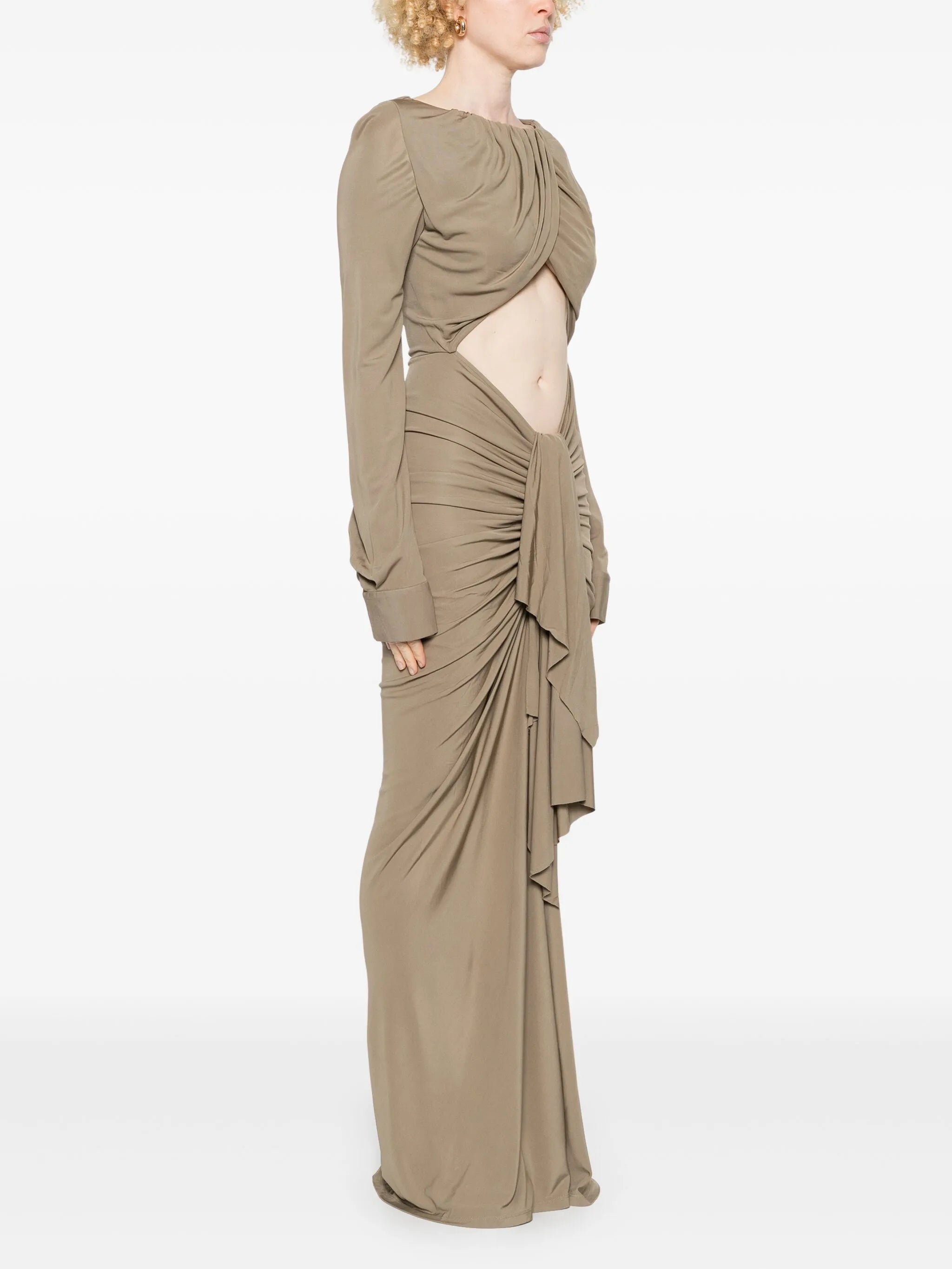 bateau draped maxi dress