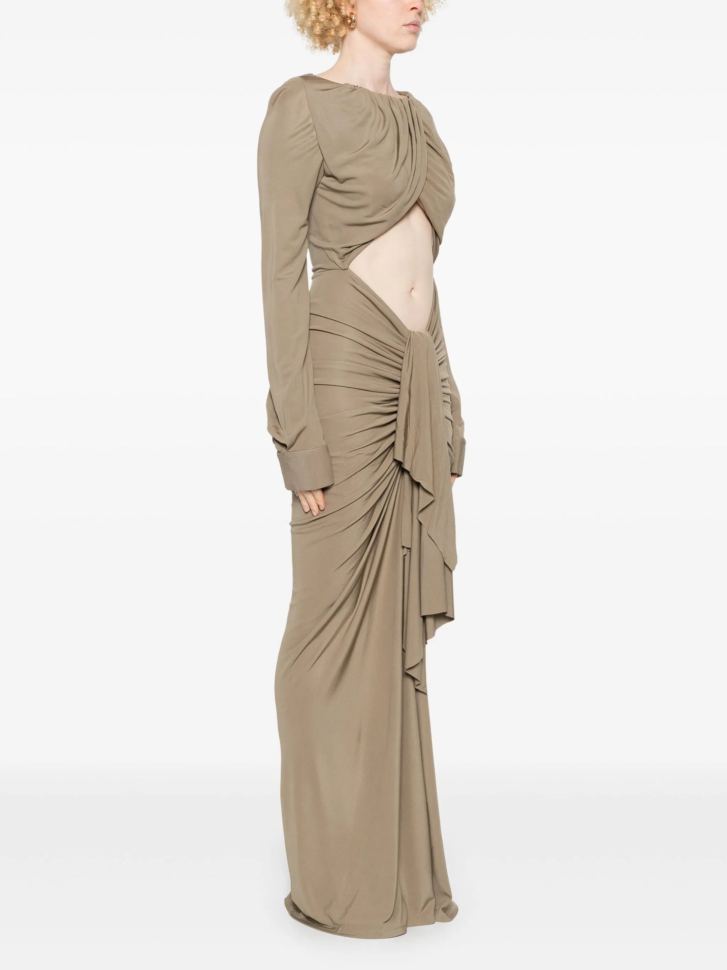bateau draped maxi dress