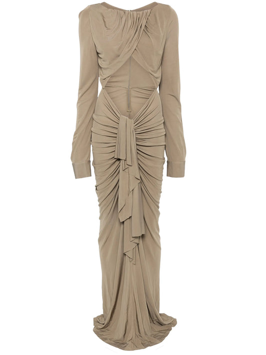 bateau draped maxi dress