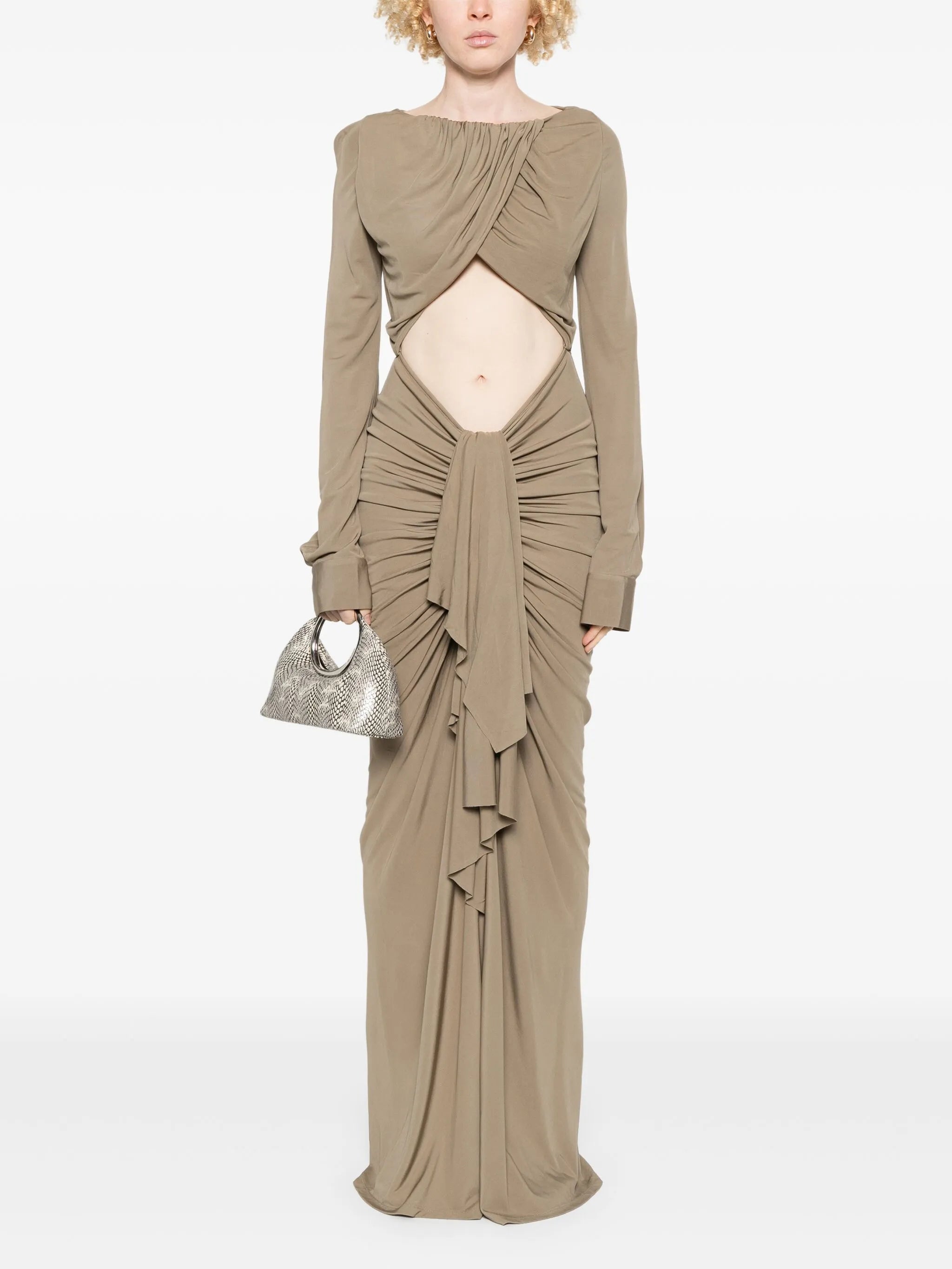 bateau draped maxi dress