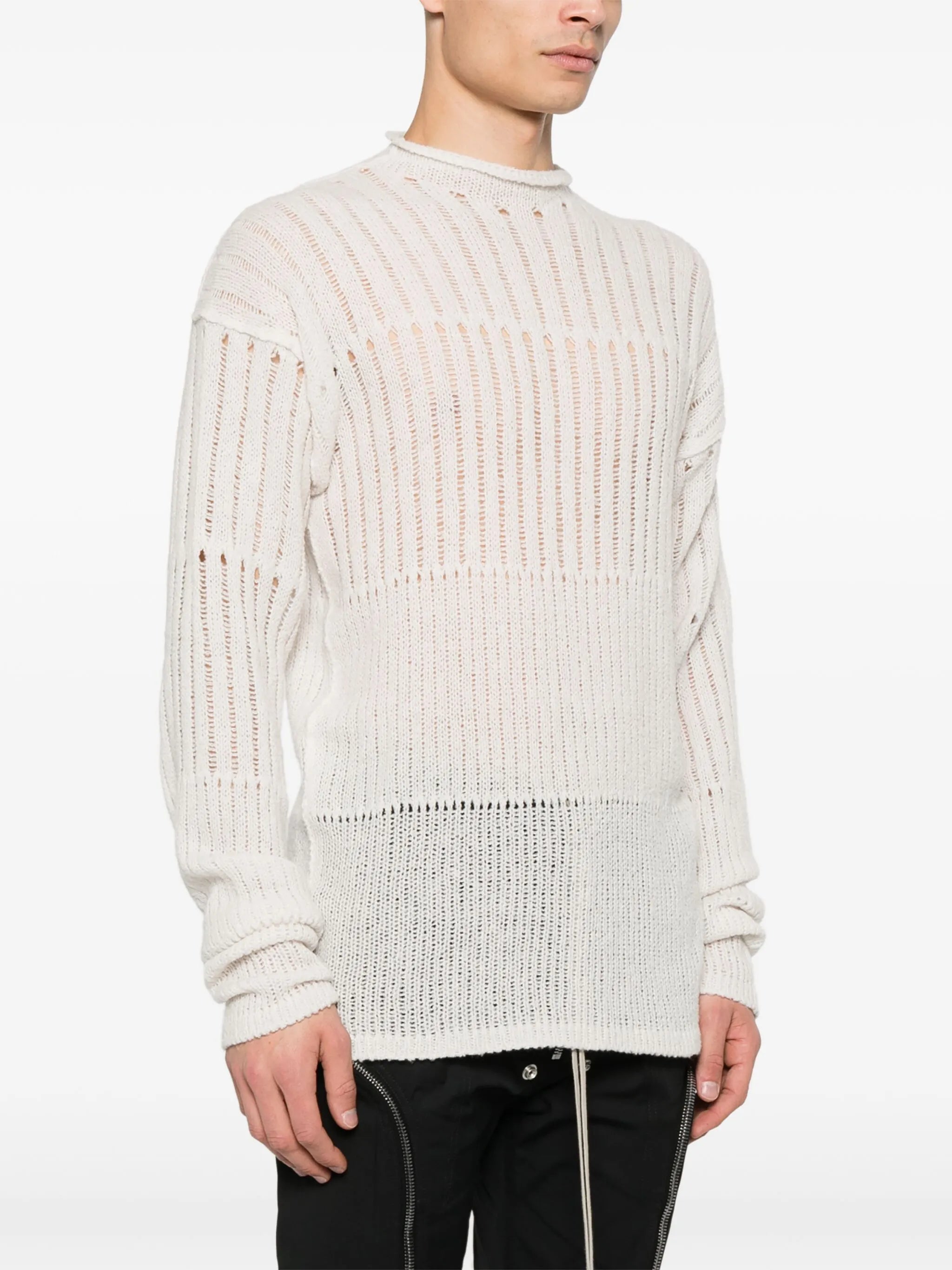 pointelle-knit sweater