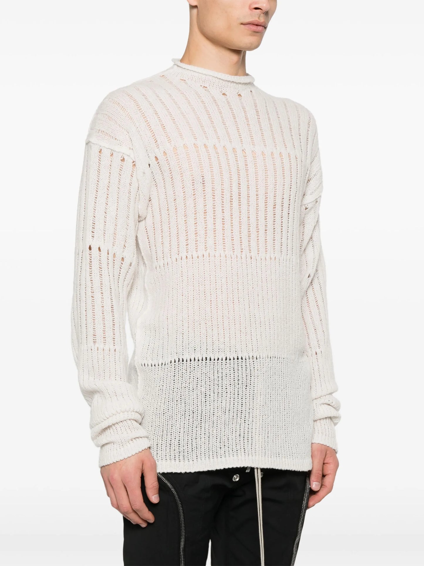 pointelle-knit sweater