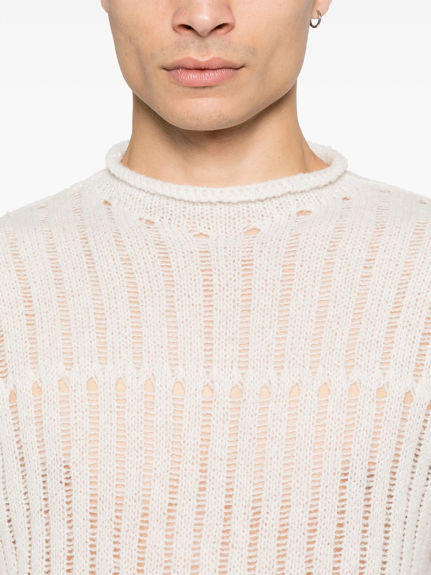 pointelle-knit sweater
