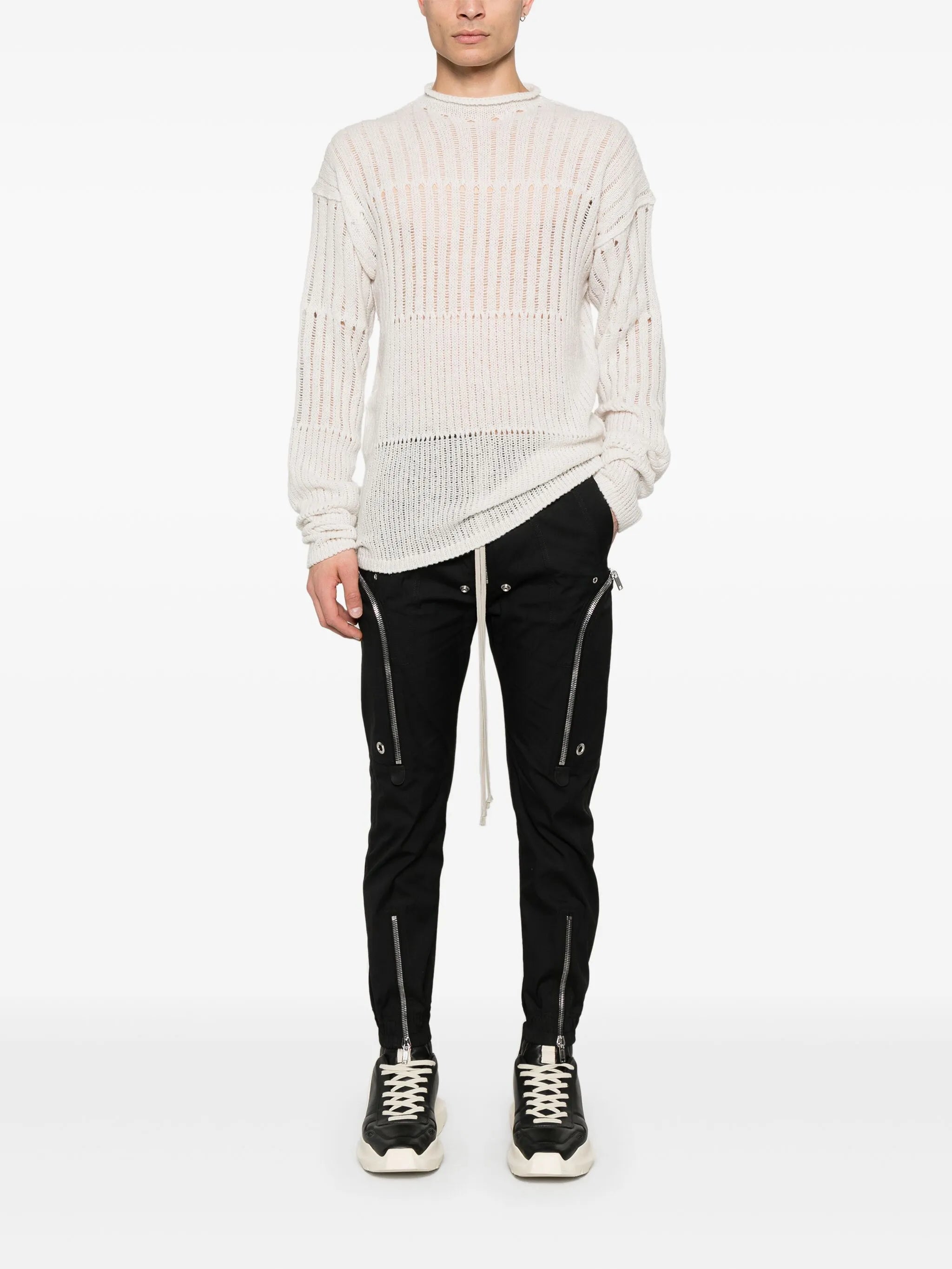 pointelle-knit sweater