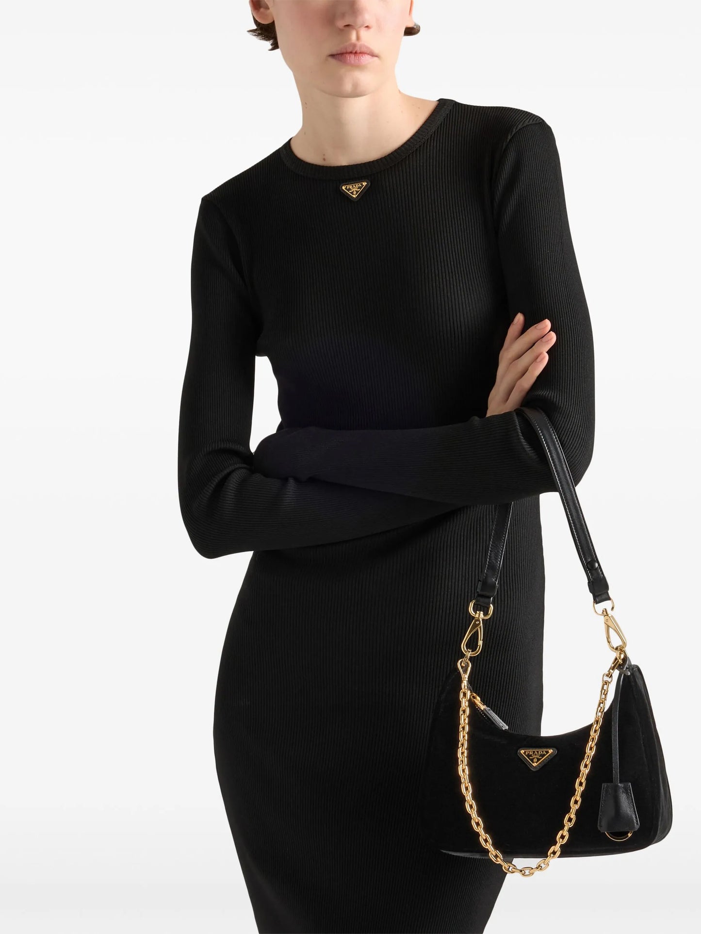 ribbed-knit midi dress
