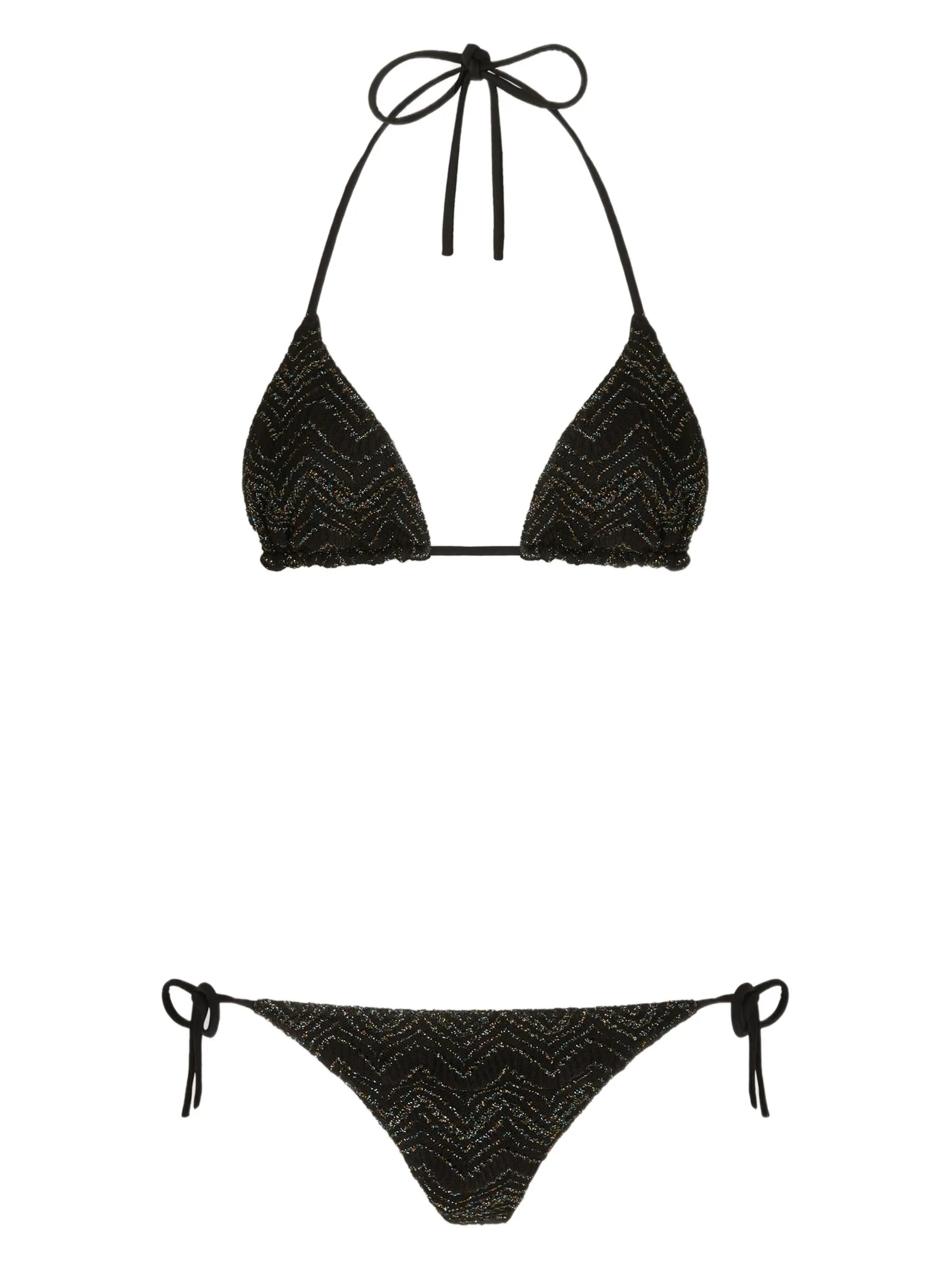 zigzag-knit bikini set