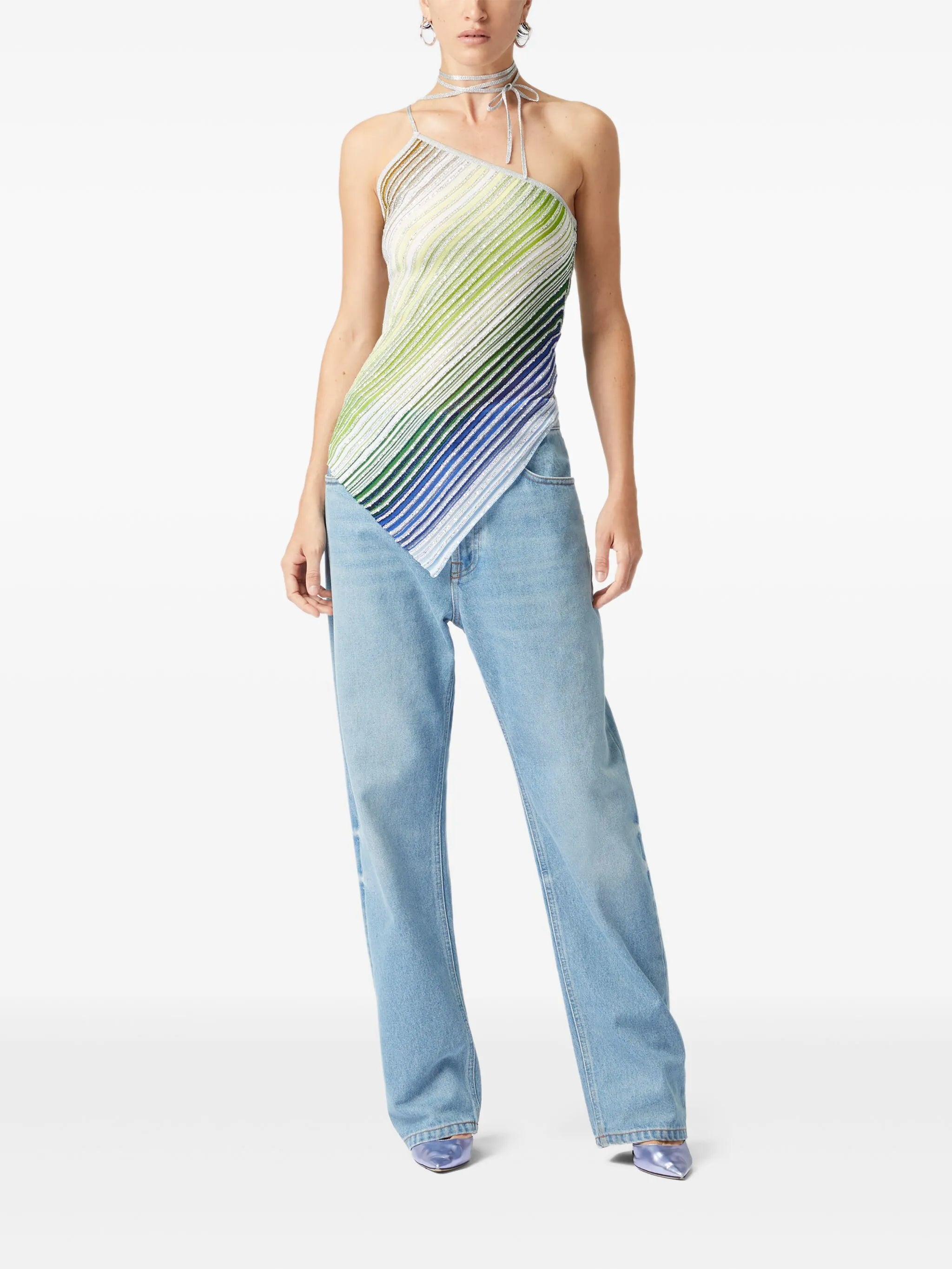 striped halterneck top