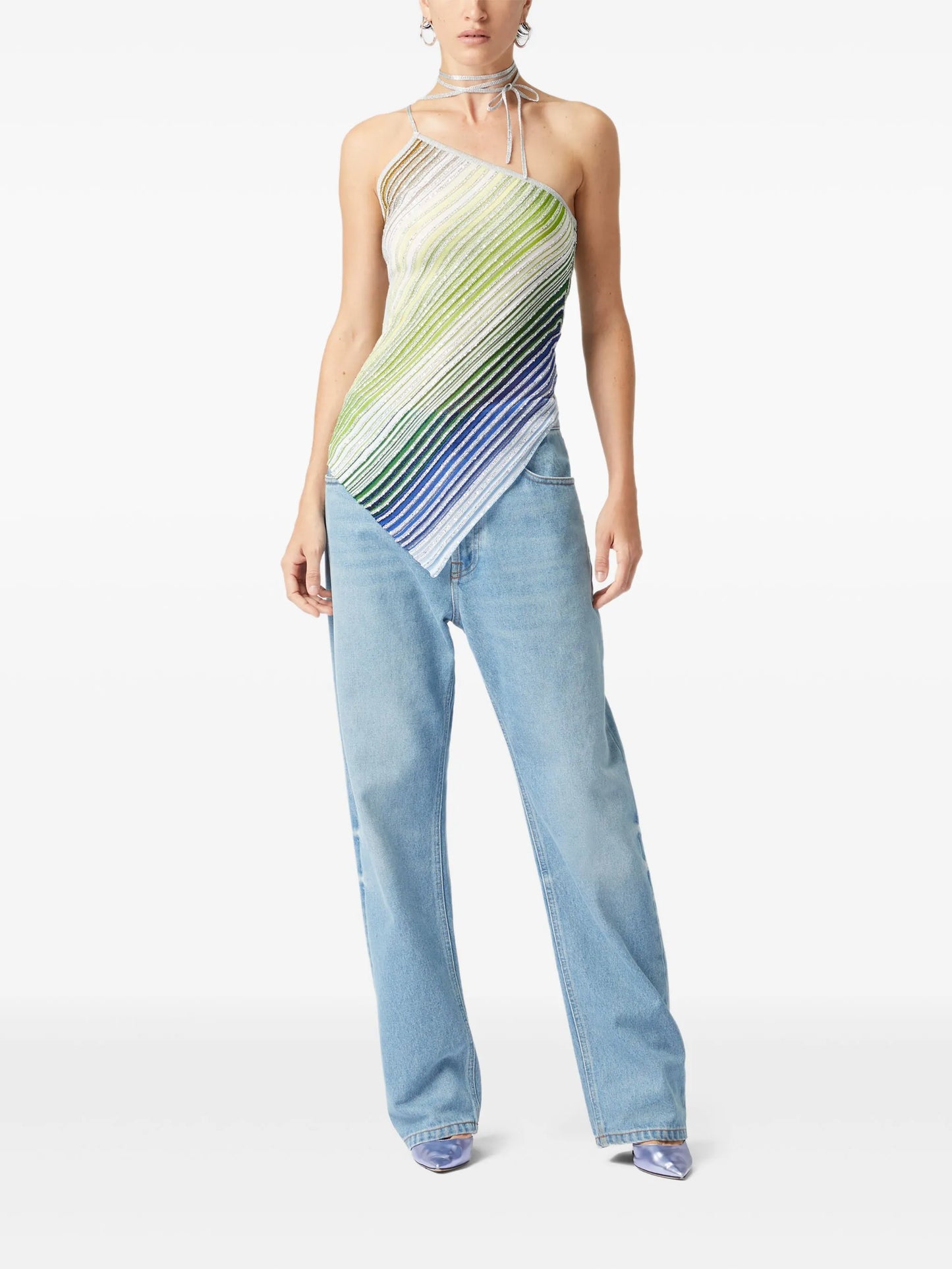 striped halterneck top