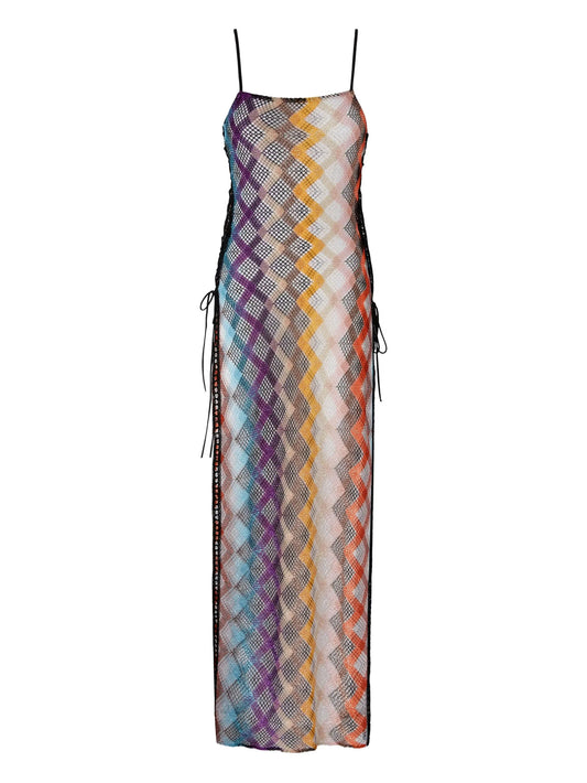 zigzag-pattern midi dress