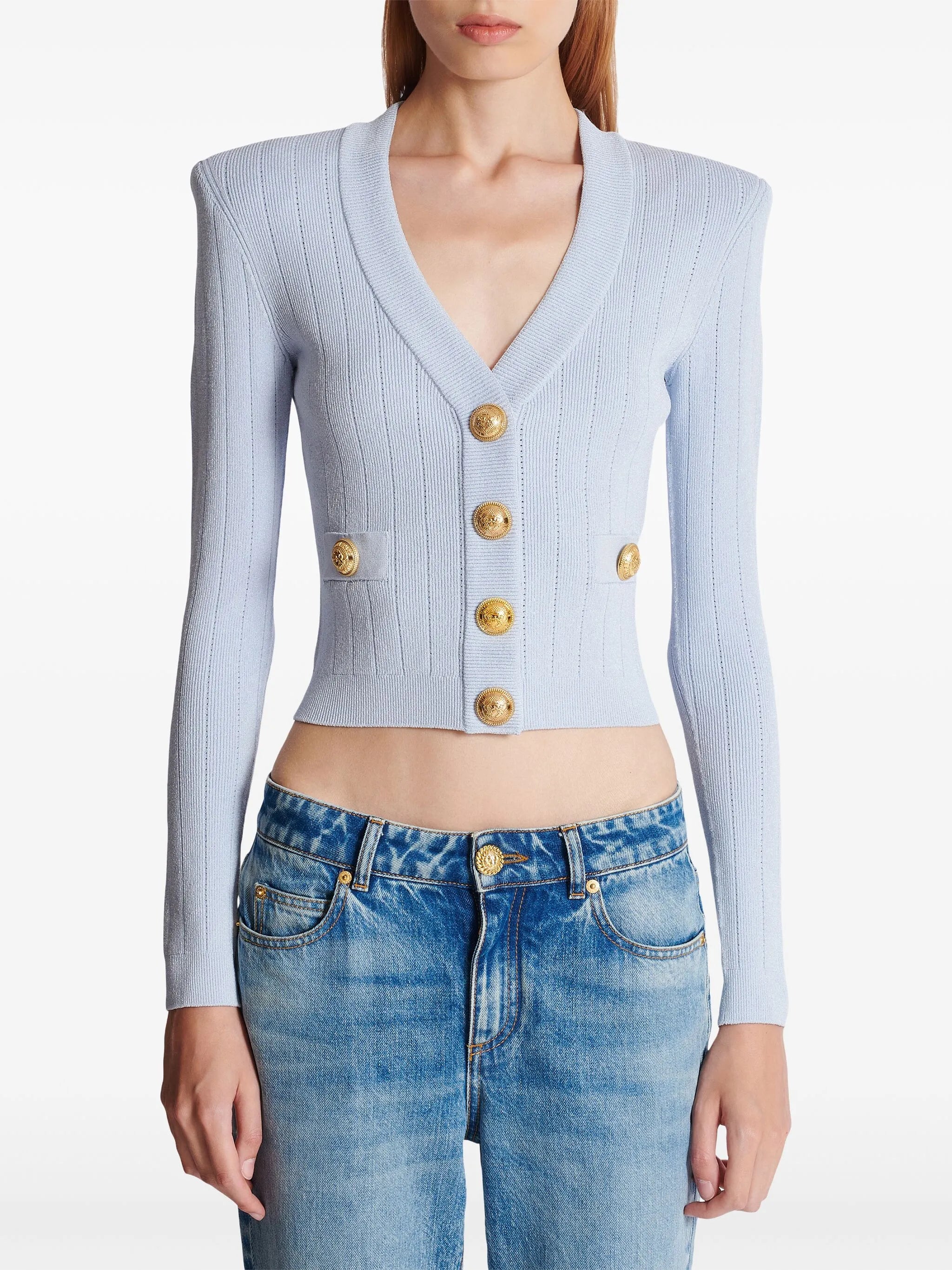 engraved-button cardigan