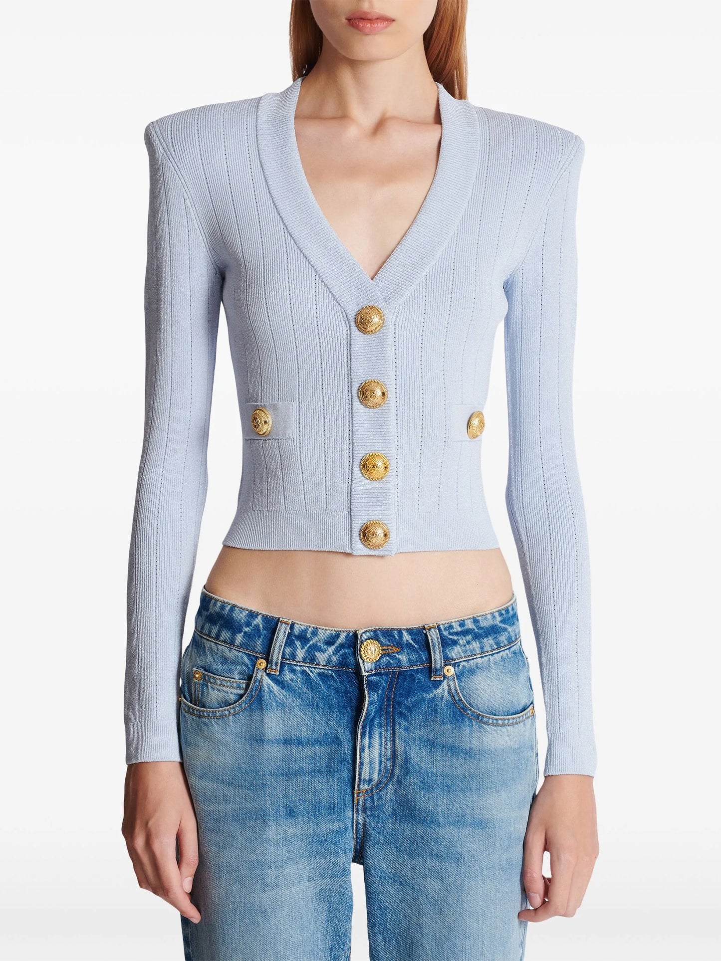 engraved-button cardigan