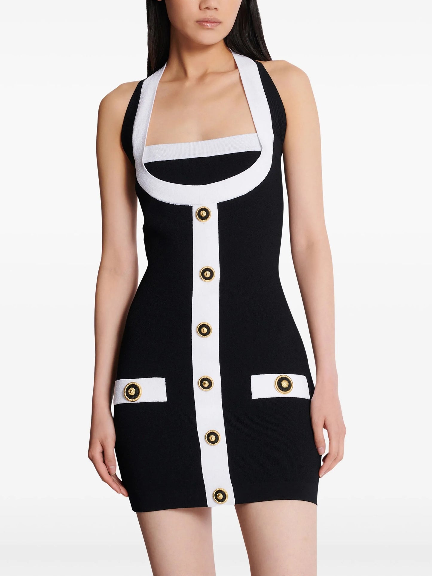 two-tone halterneck dress