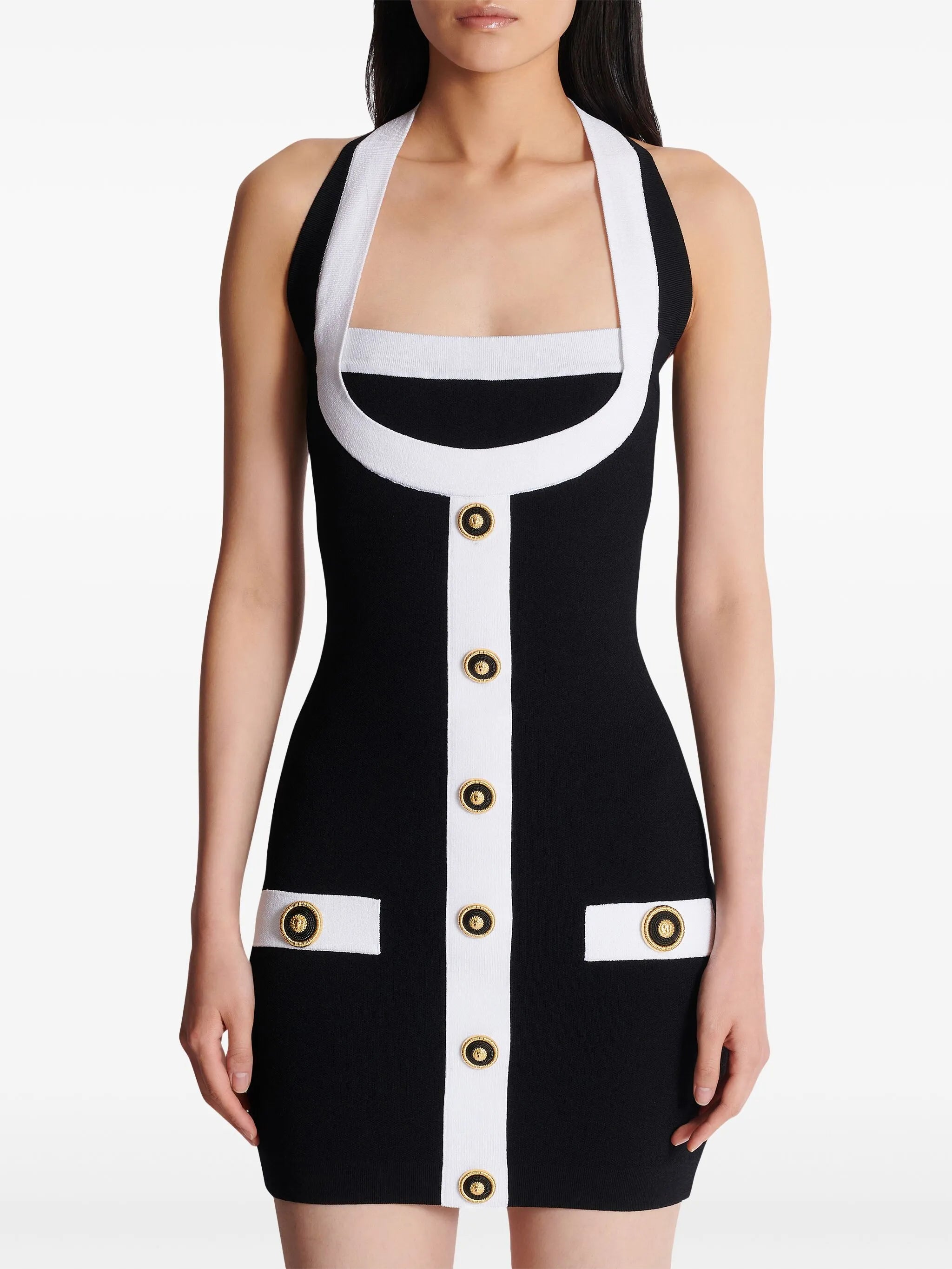 two-tone halterneck dress