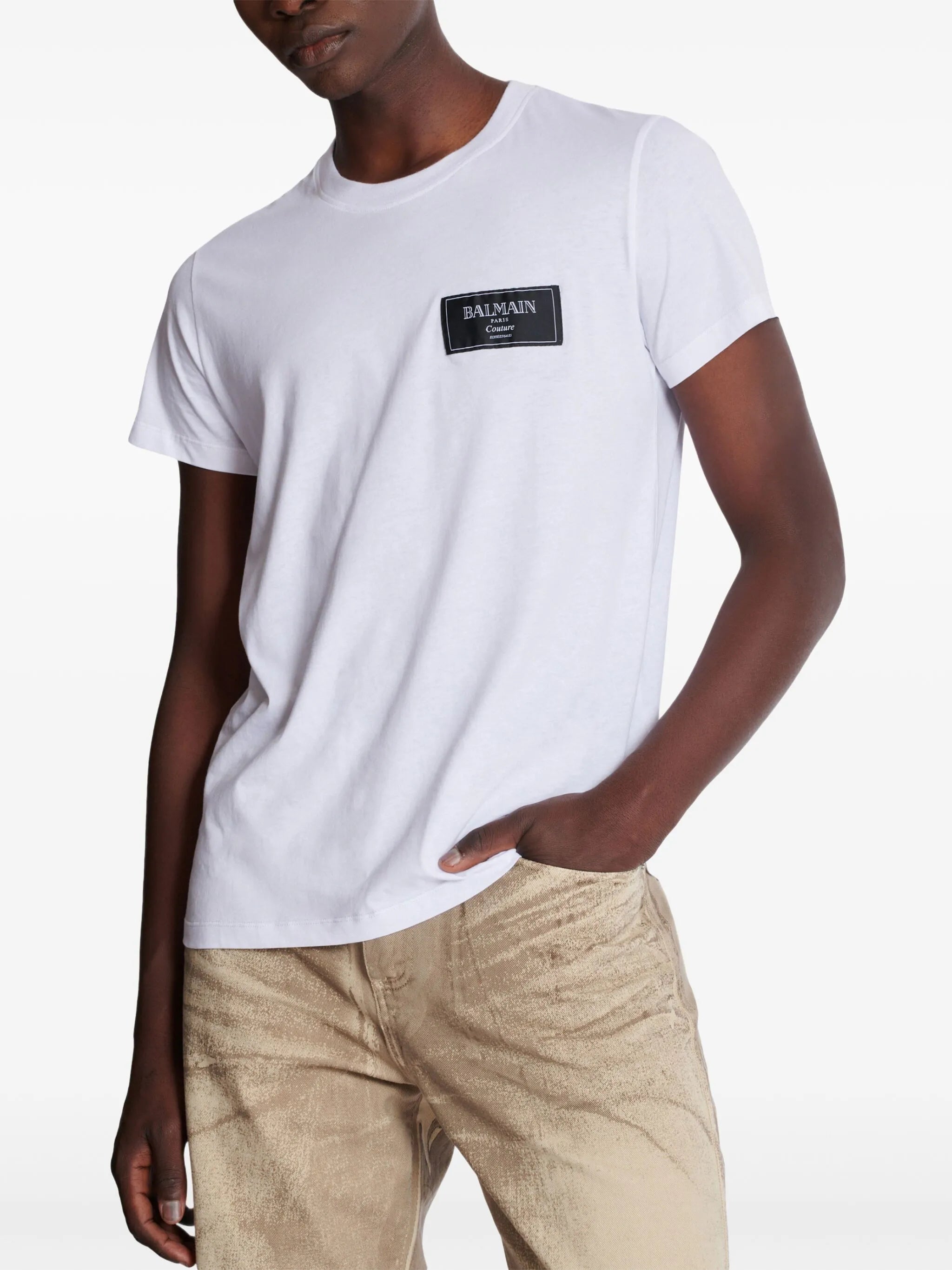 T-shirt with Balmain couture label