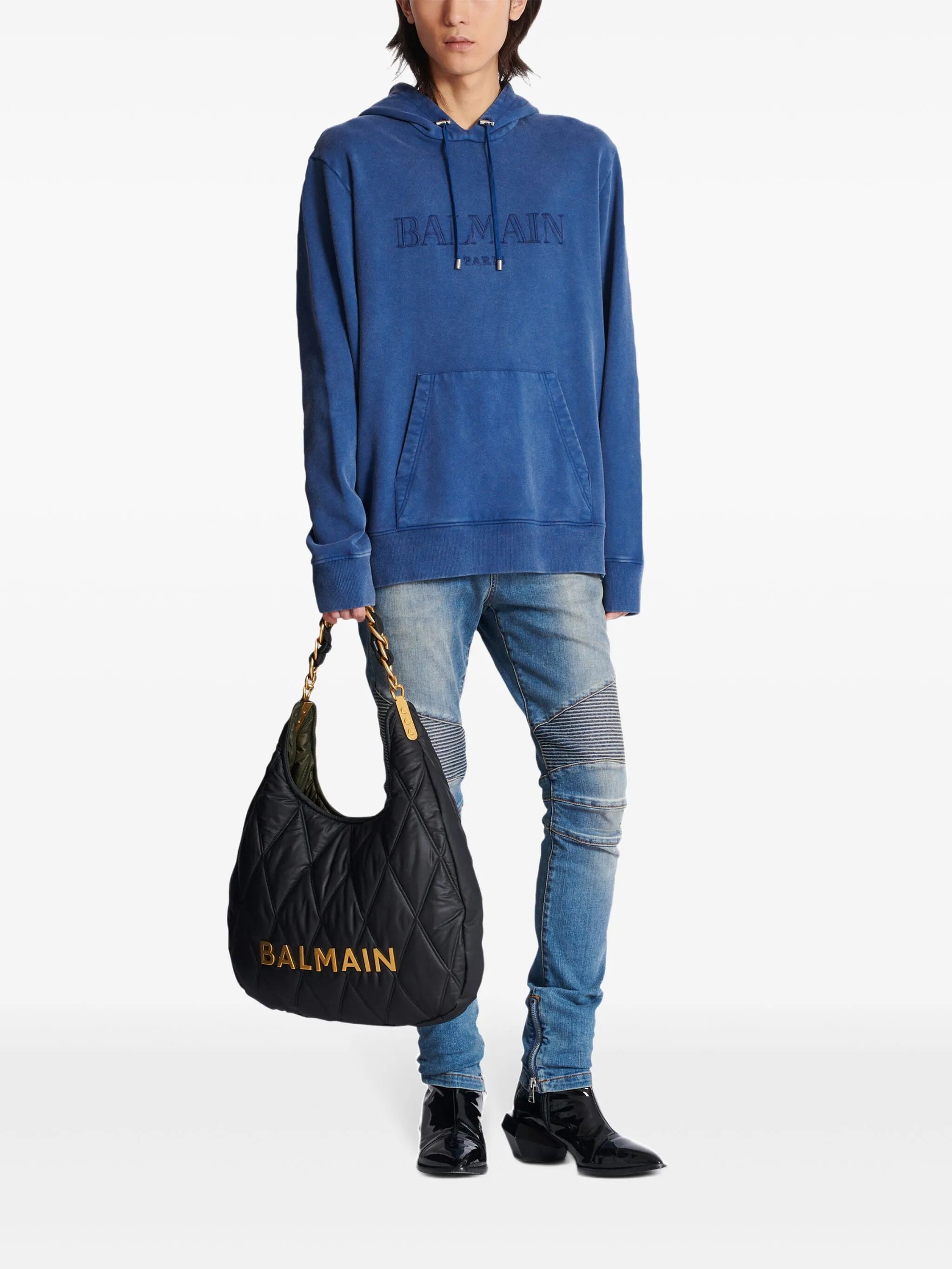 embroidered-logo hoodie
