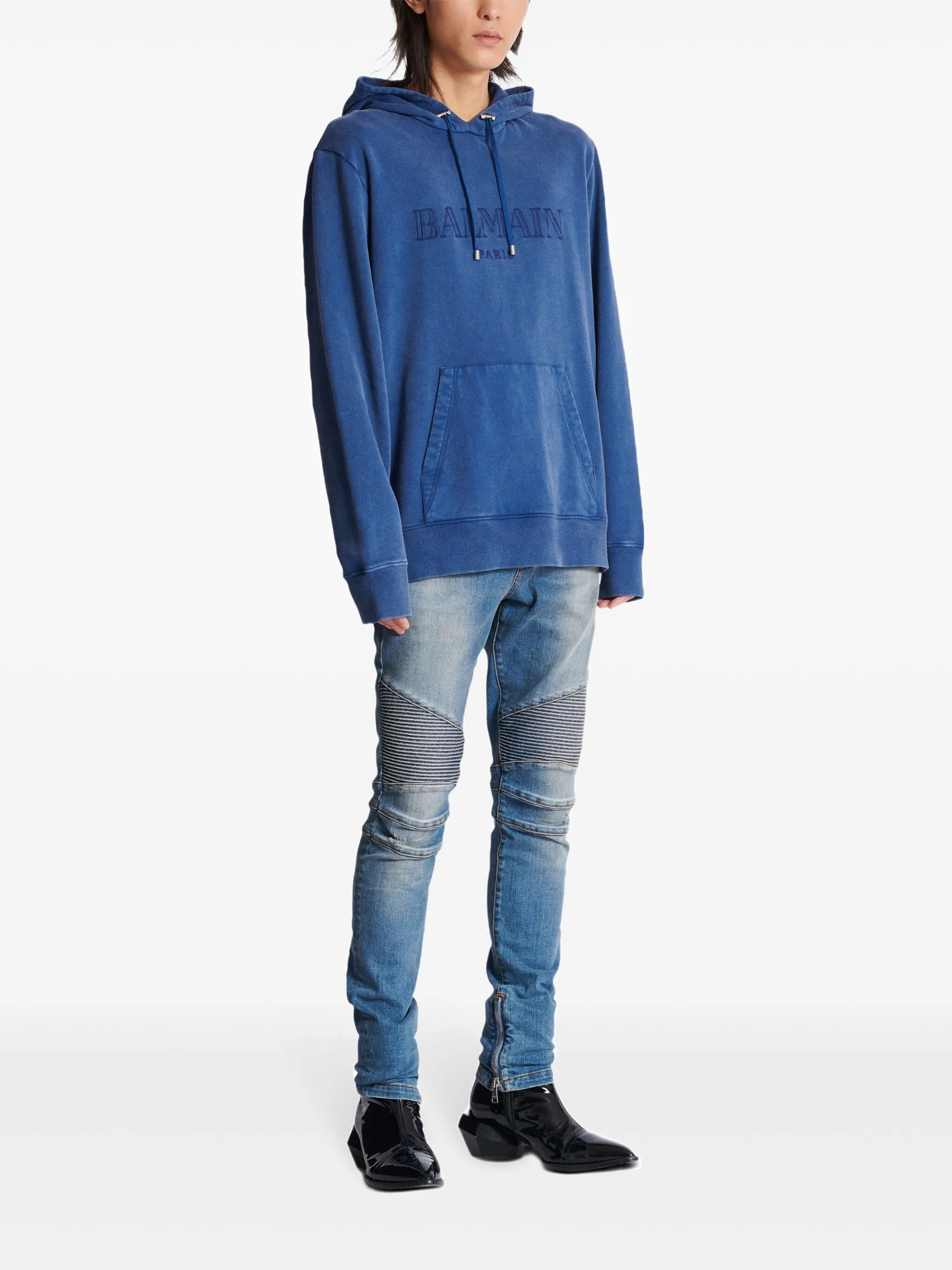 embroidered-logo hoodie