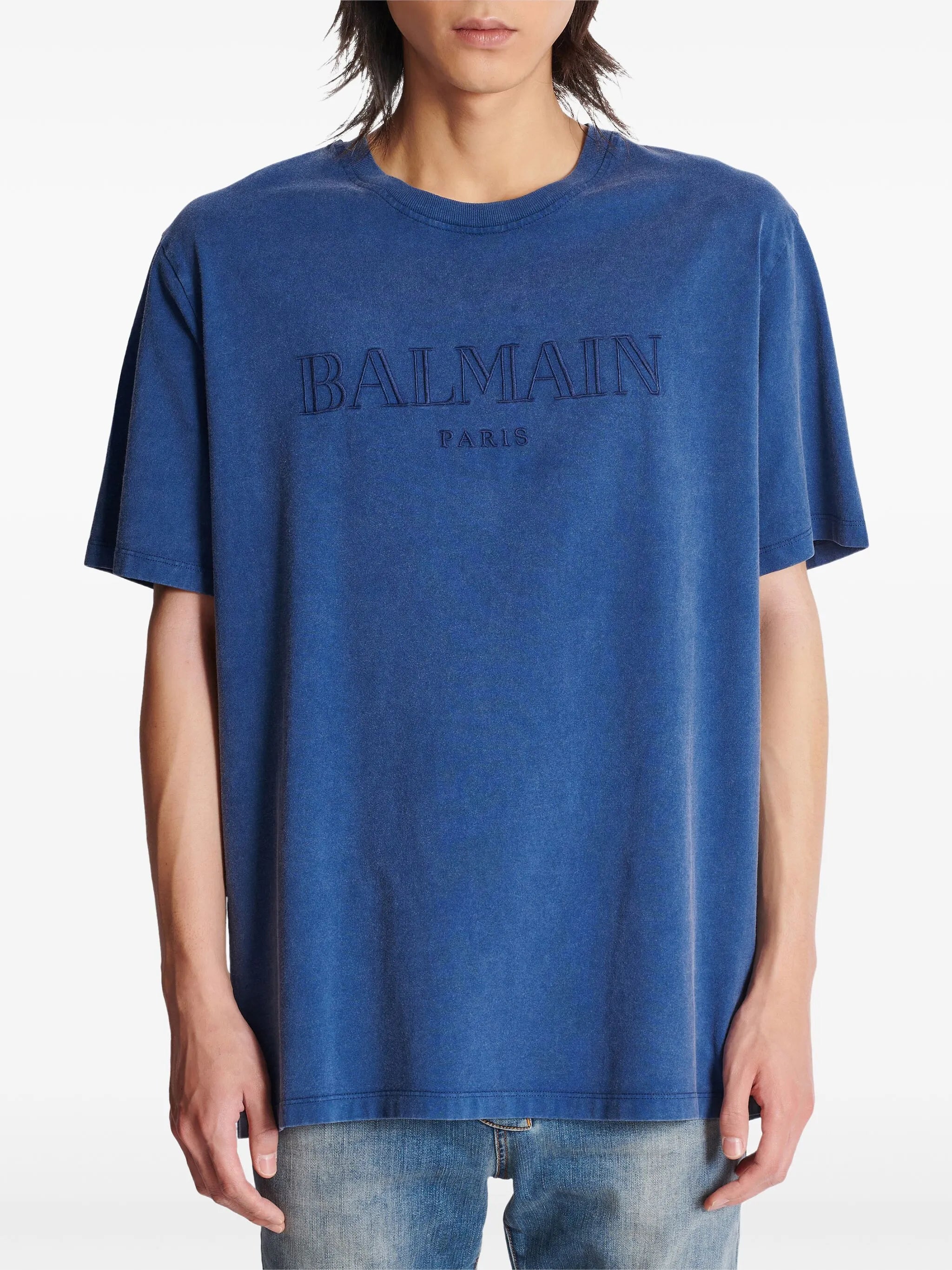 loose T-shirt with vintage Balmain embroidery