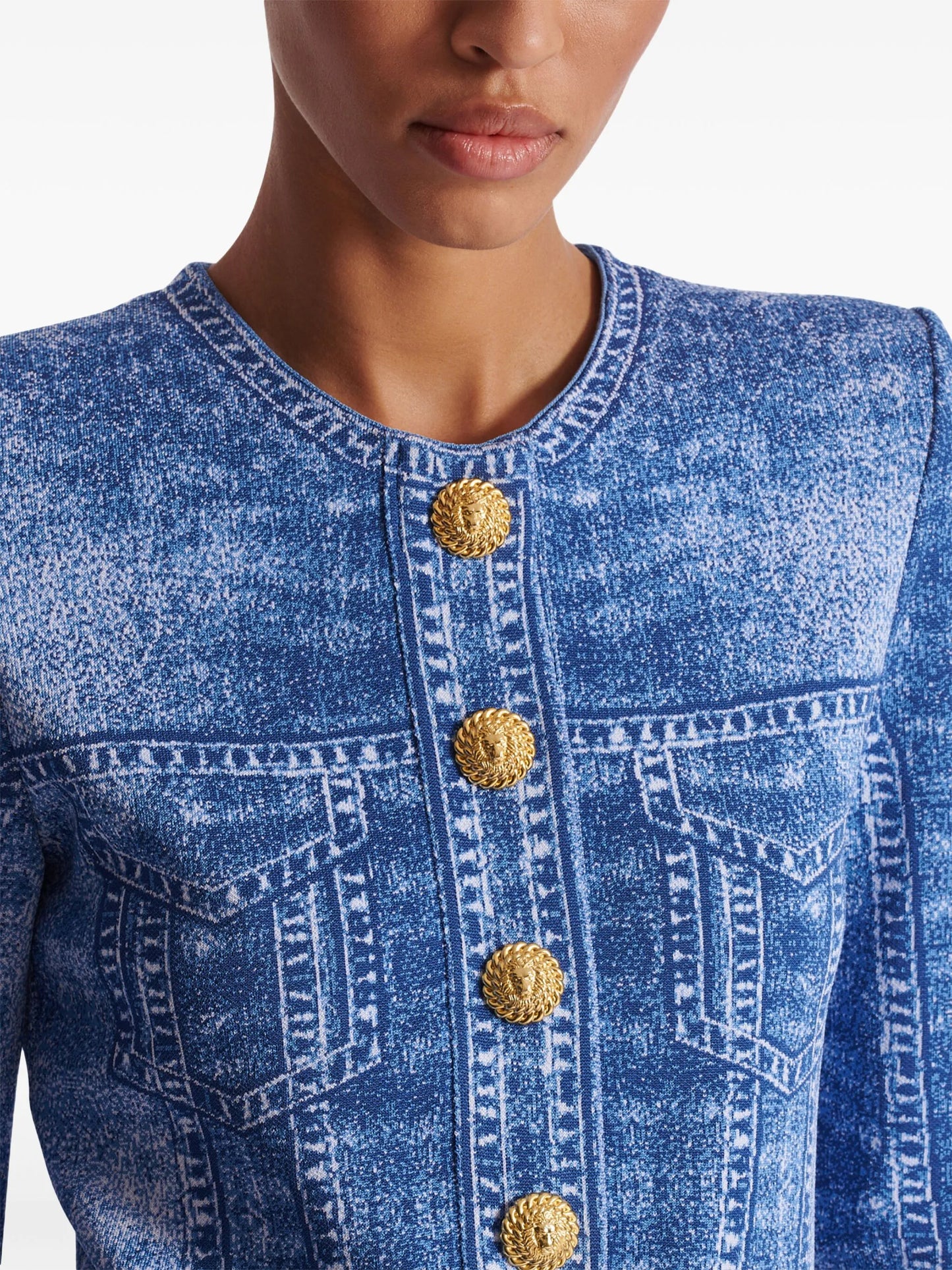 denim-effect cardigan