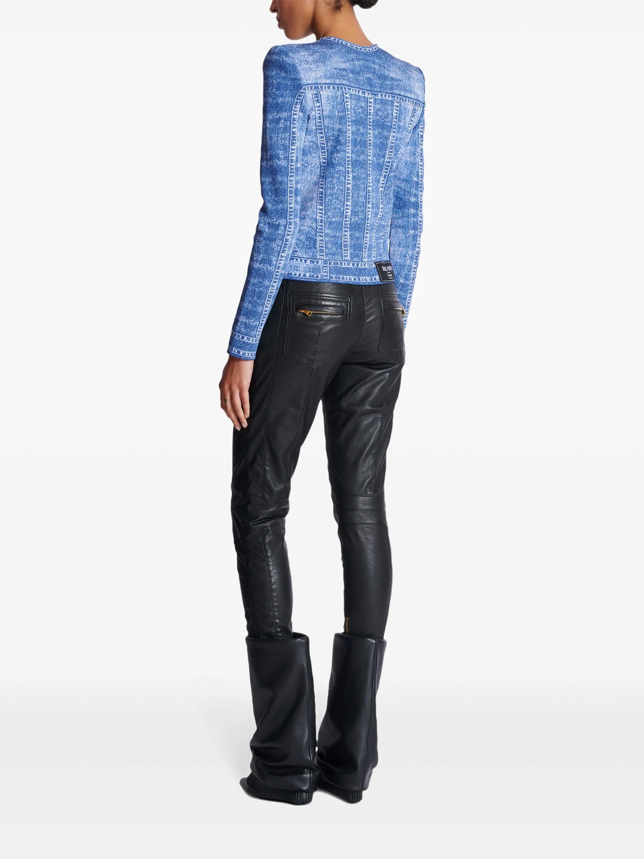 denim-effect cardigan