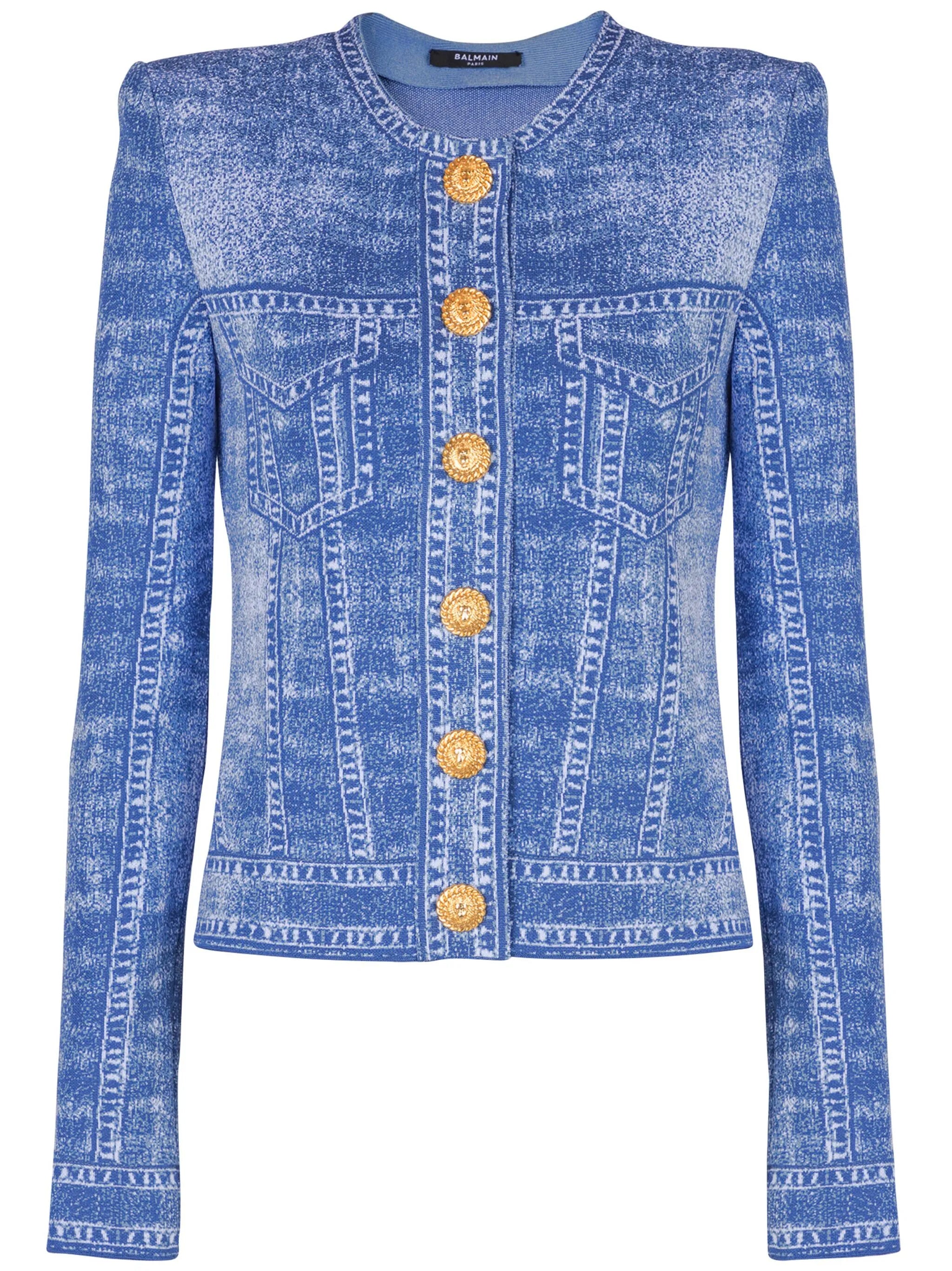 denim-effect cardigan