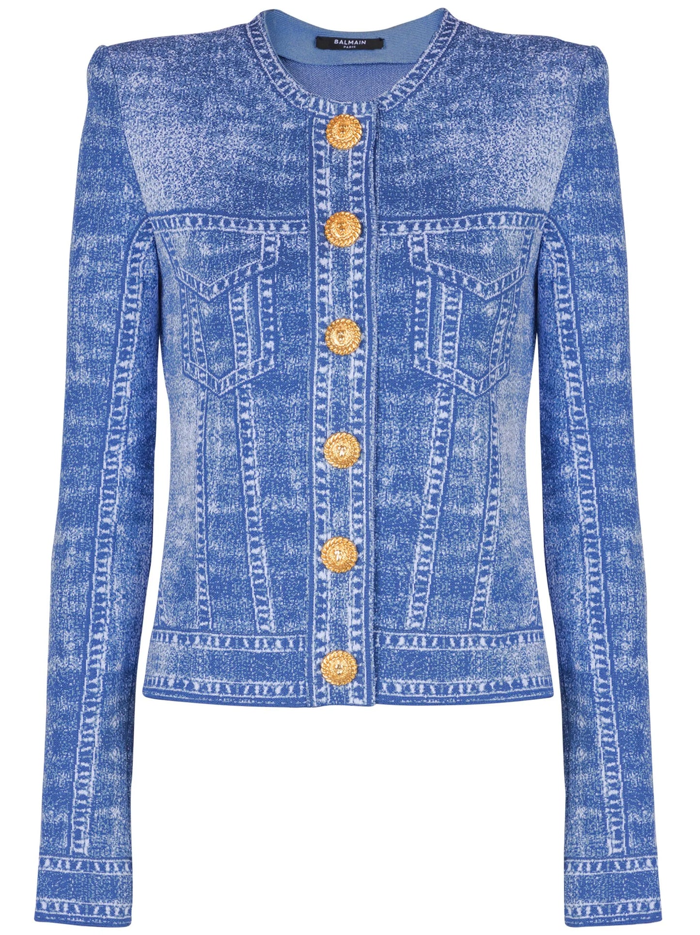 denim-effect cardigan