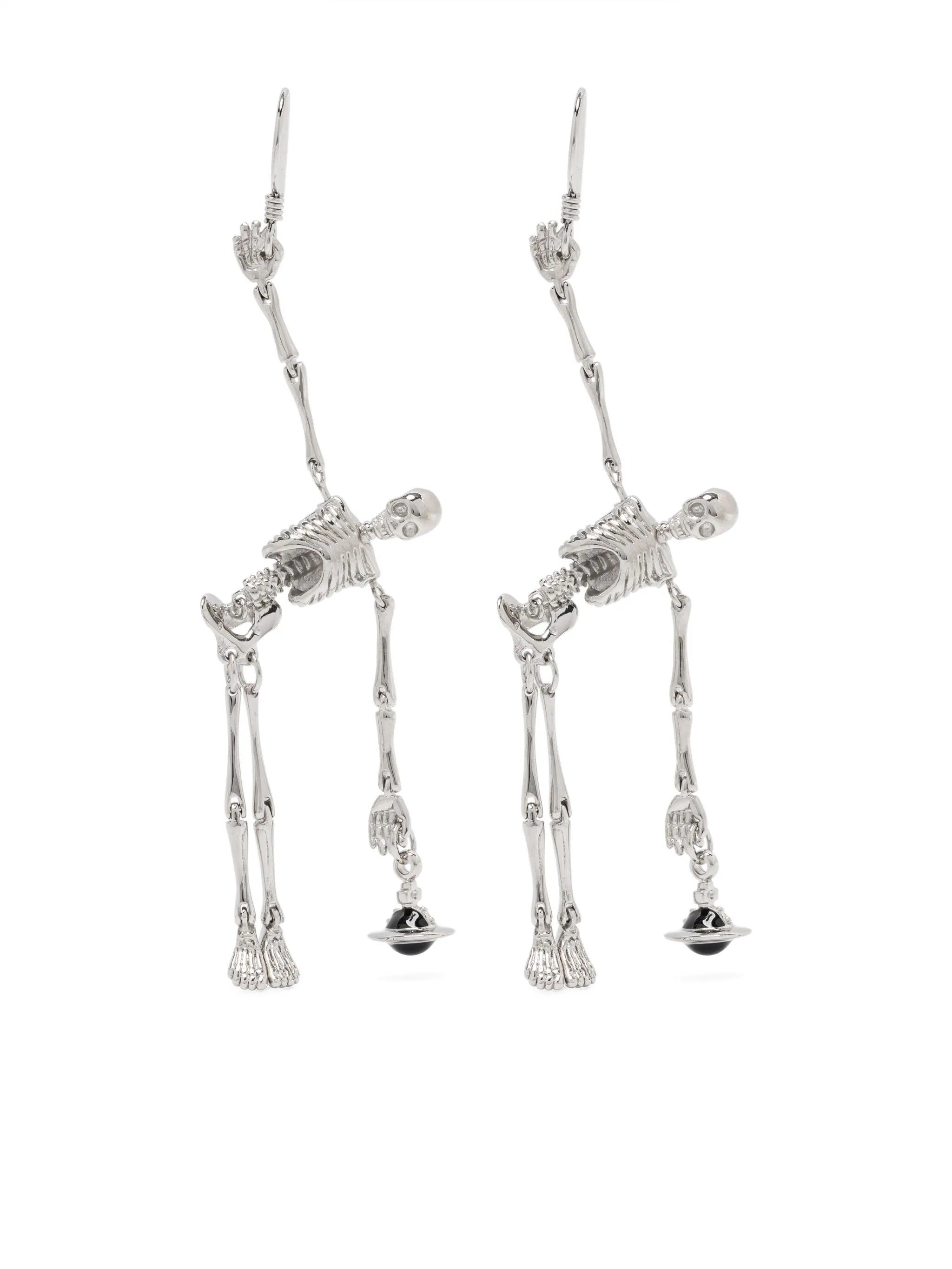 skeleton-pendant earrings