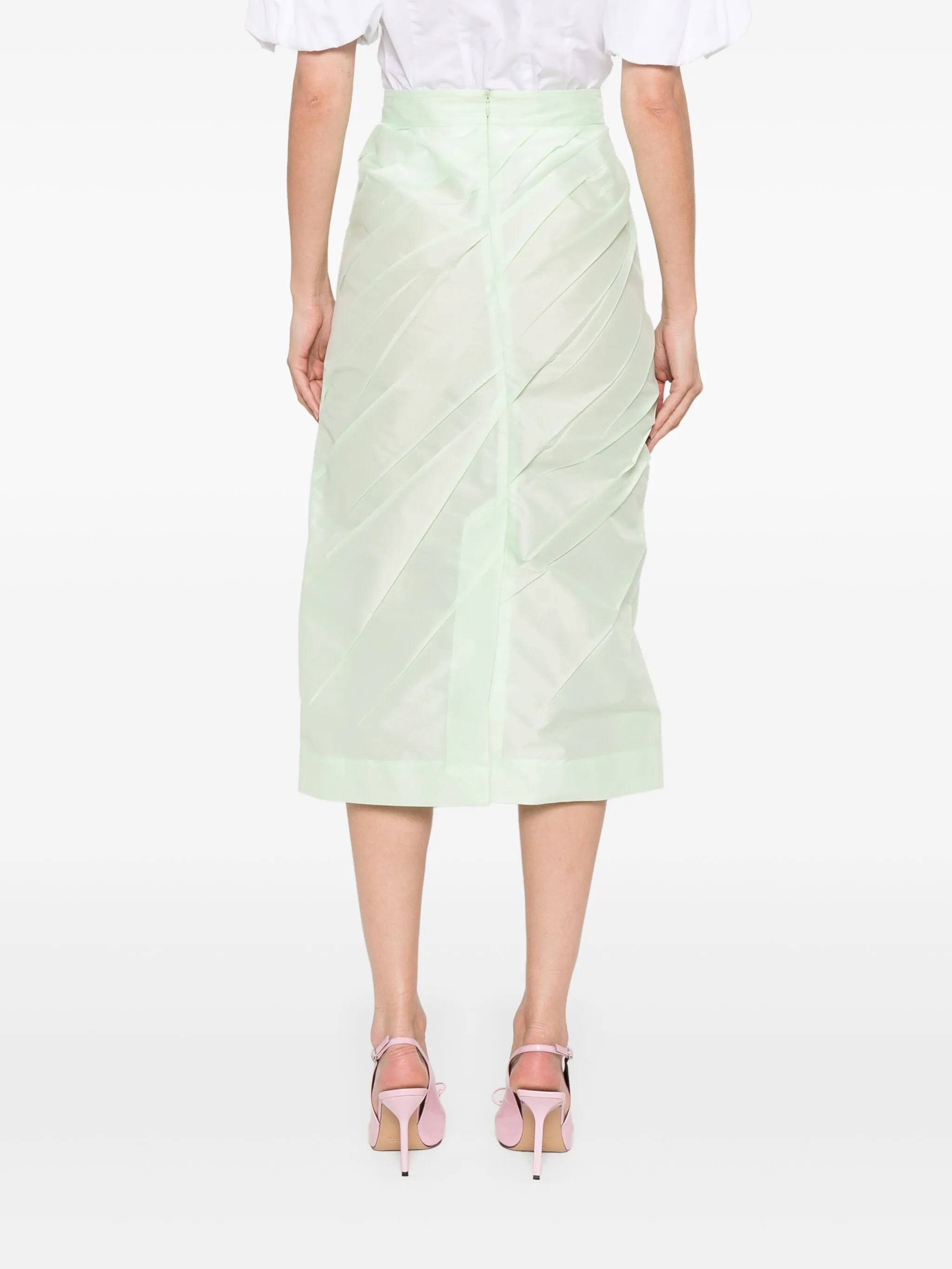 pressed-crease midi skirt