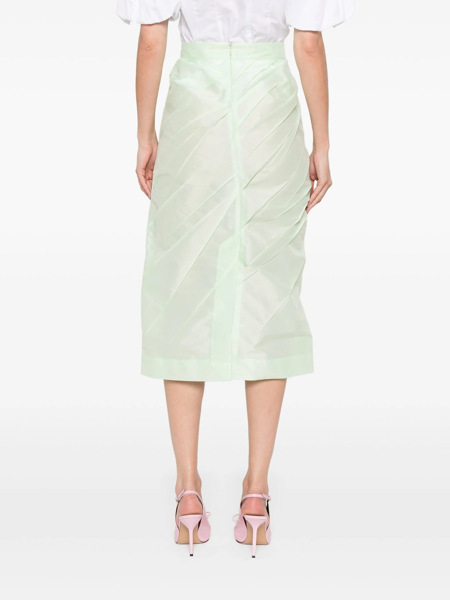 pressed-crease midi skirt